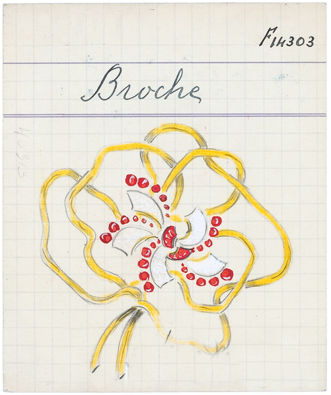 Pancarte produit de la Broche Fleur Silhouette, 1937