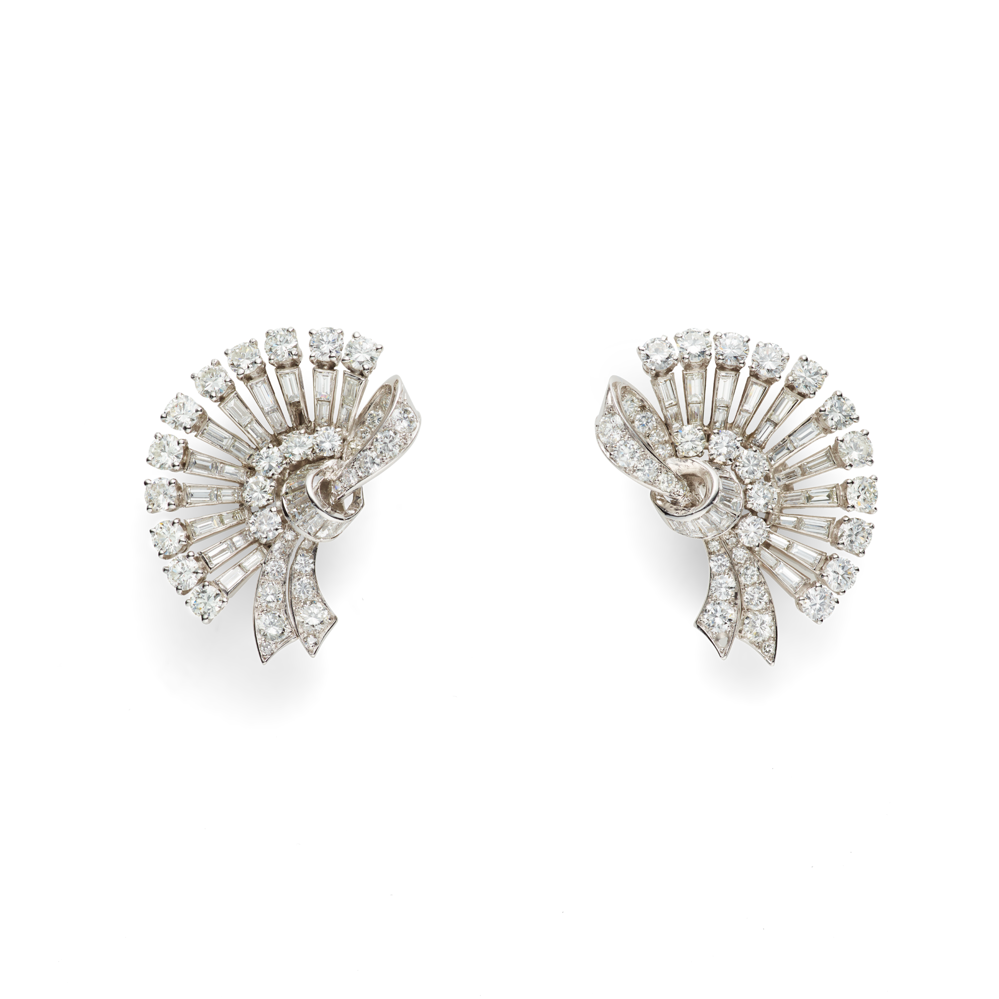 Earrings, 1950
Platinum and diamonds
Former collection of HRH Princess Soraya of Iran
Van Cleef & Arpels Collection