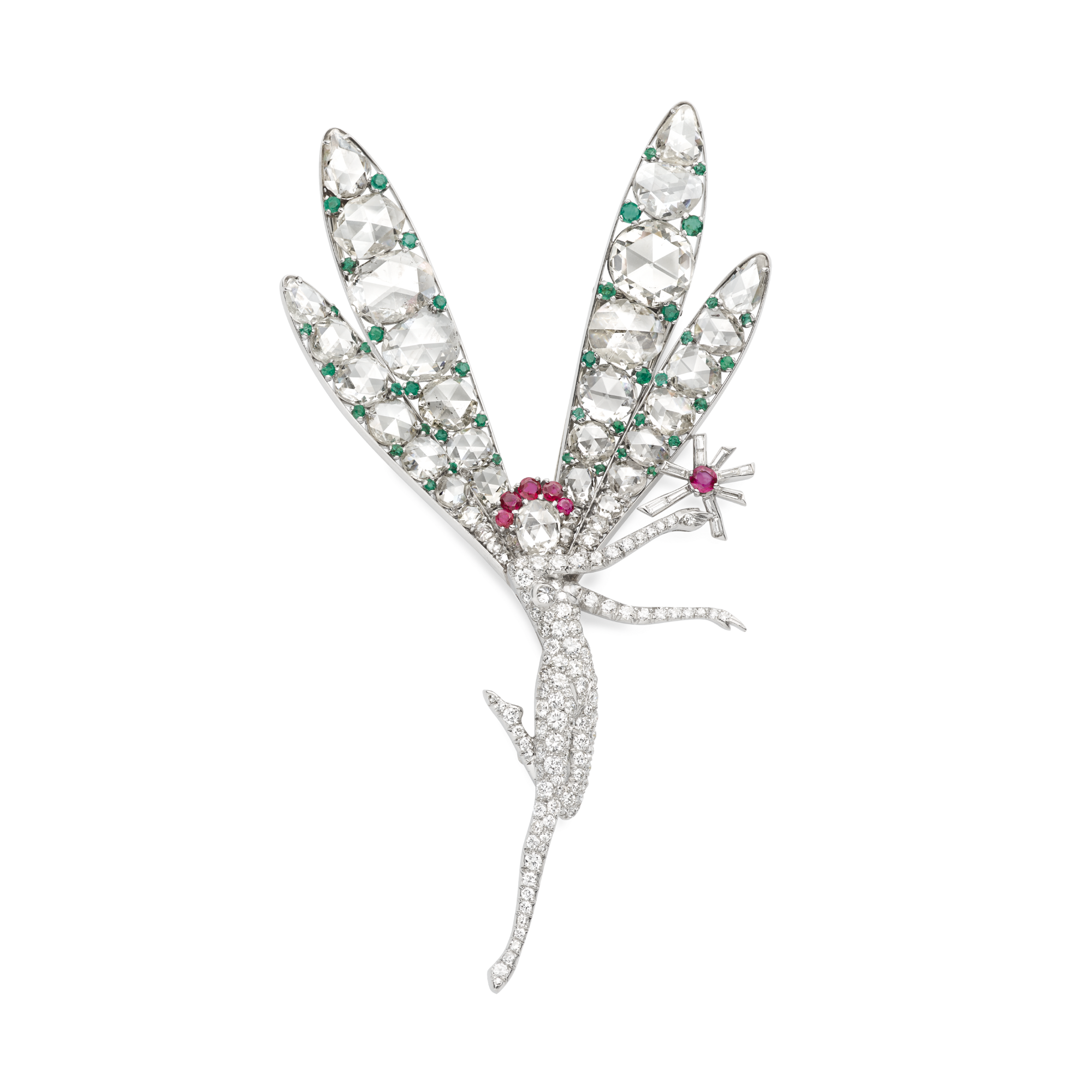 Little Winged Fairy clip, 1941
Platinum, emeralds, rubies, and diamonds
Former collection of Barbara Hutton
Van Cleef & Arpels Collection
