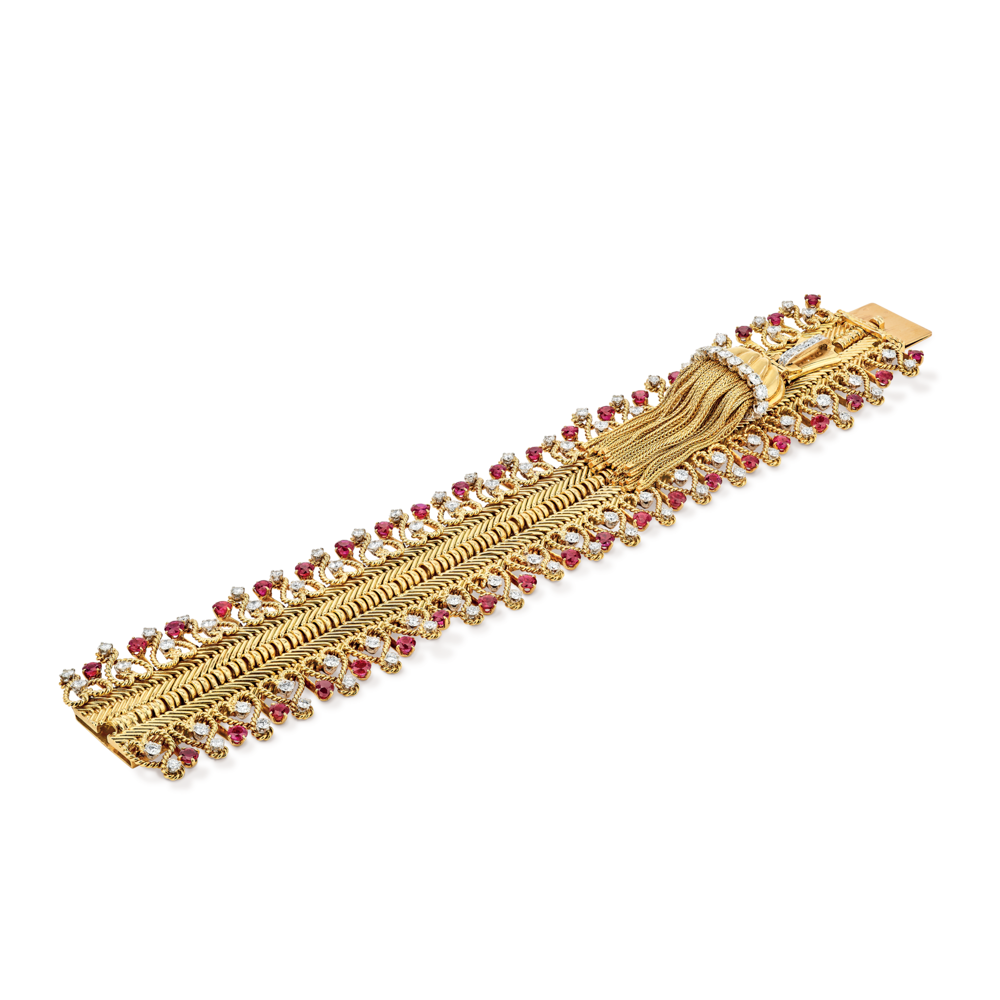 Zip necklace transformable into a bracelet, 1954
Platinum, yellow gold, rubies, diamonds
Van Cleef & Arpels Collection