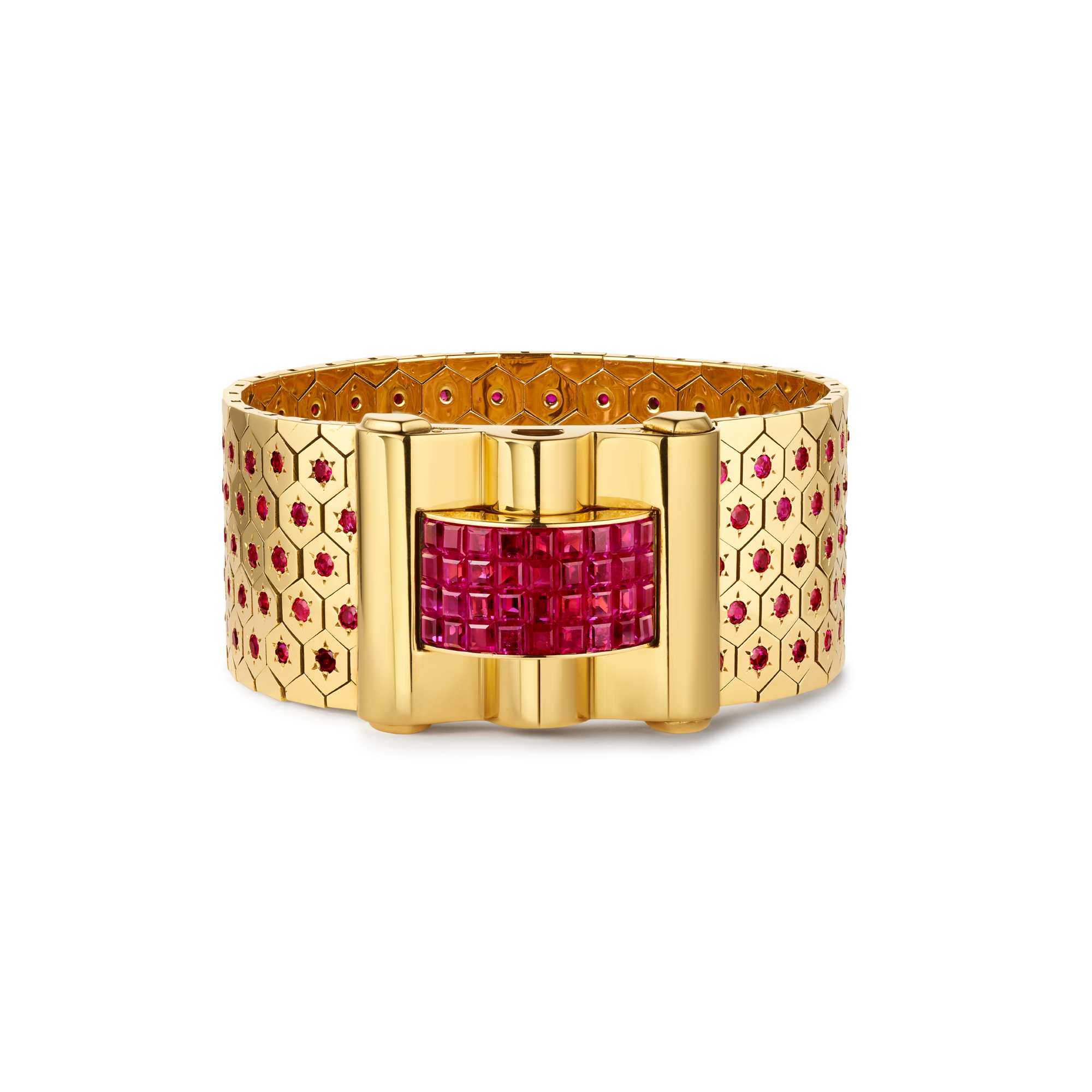 Ludo bracelet, 1939
Yellow gold, rubies, and Mystery
Set rubies
Van Cleef & Arpels Collection