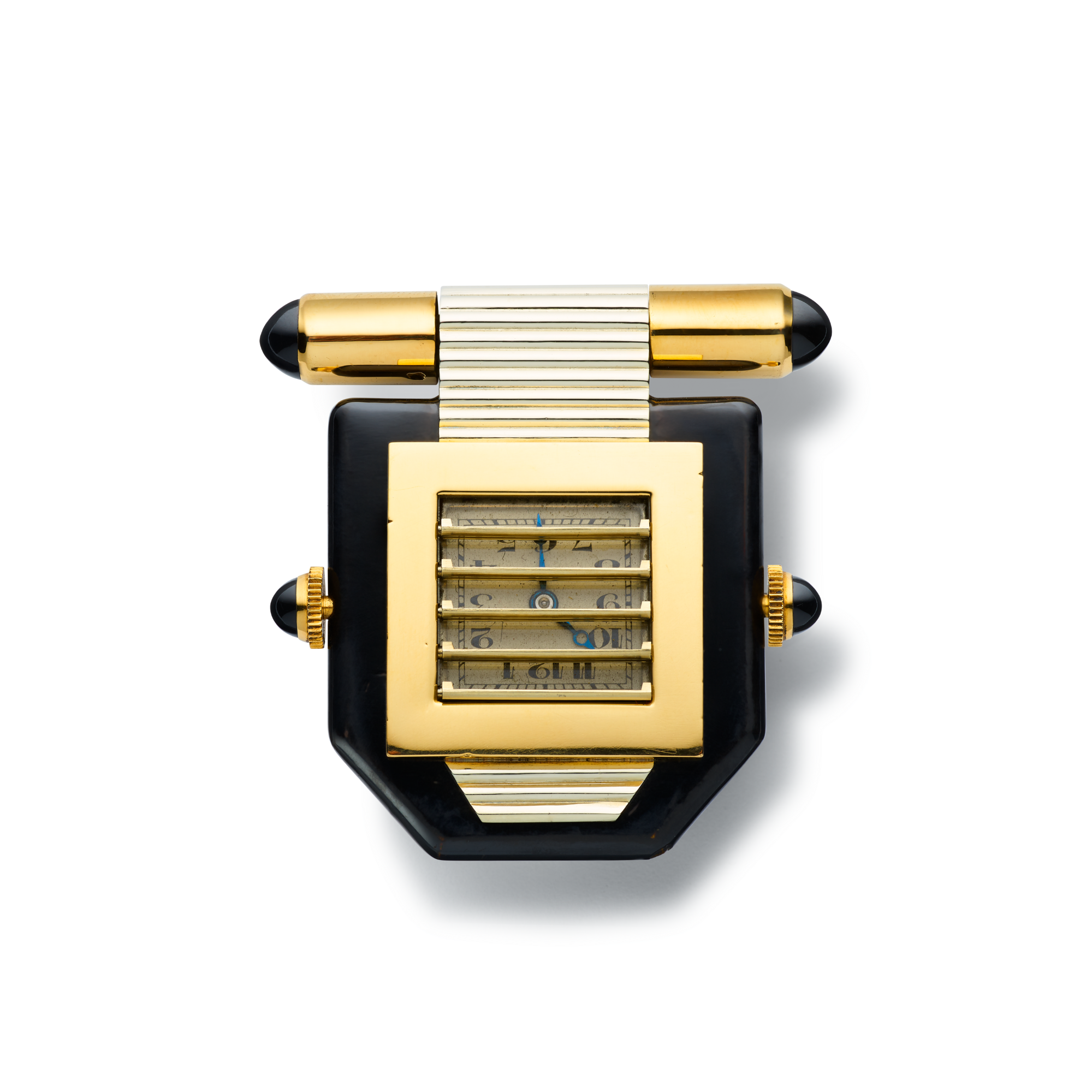 Radiator watch, c. 1931
Yellow gold, white gold, onyx, and lacquer
Van Cleef & Arpels Collection