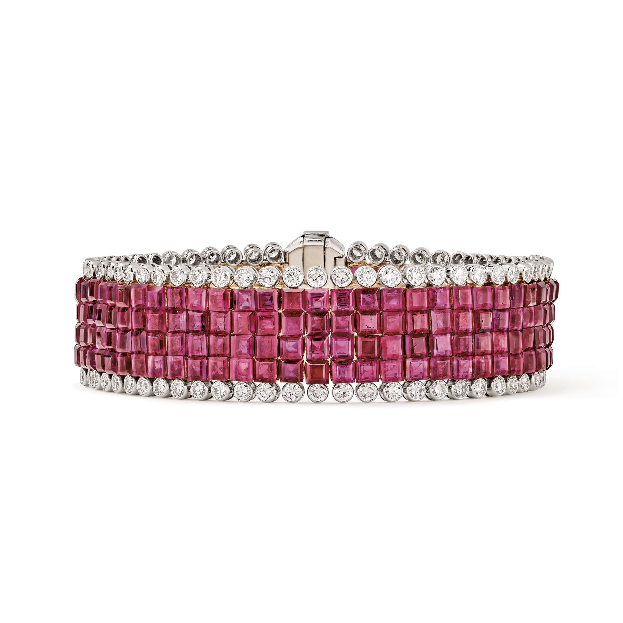 Ribbon bracelet, 1959
Platinum, yellow gold, Mystery Set rubies, diamonds
Van Cleef & Arpels Collection