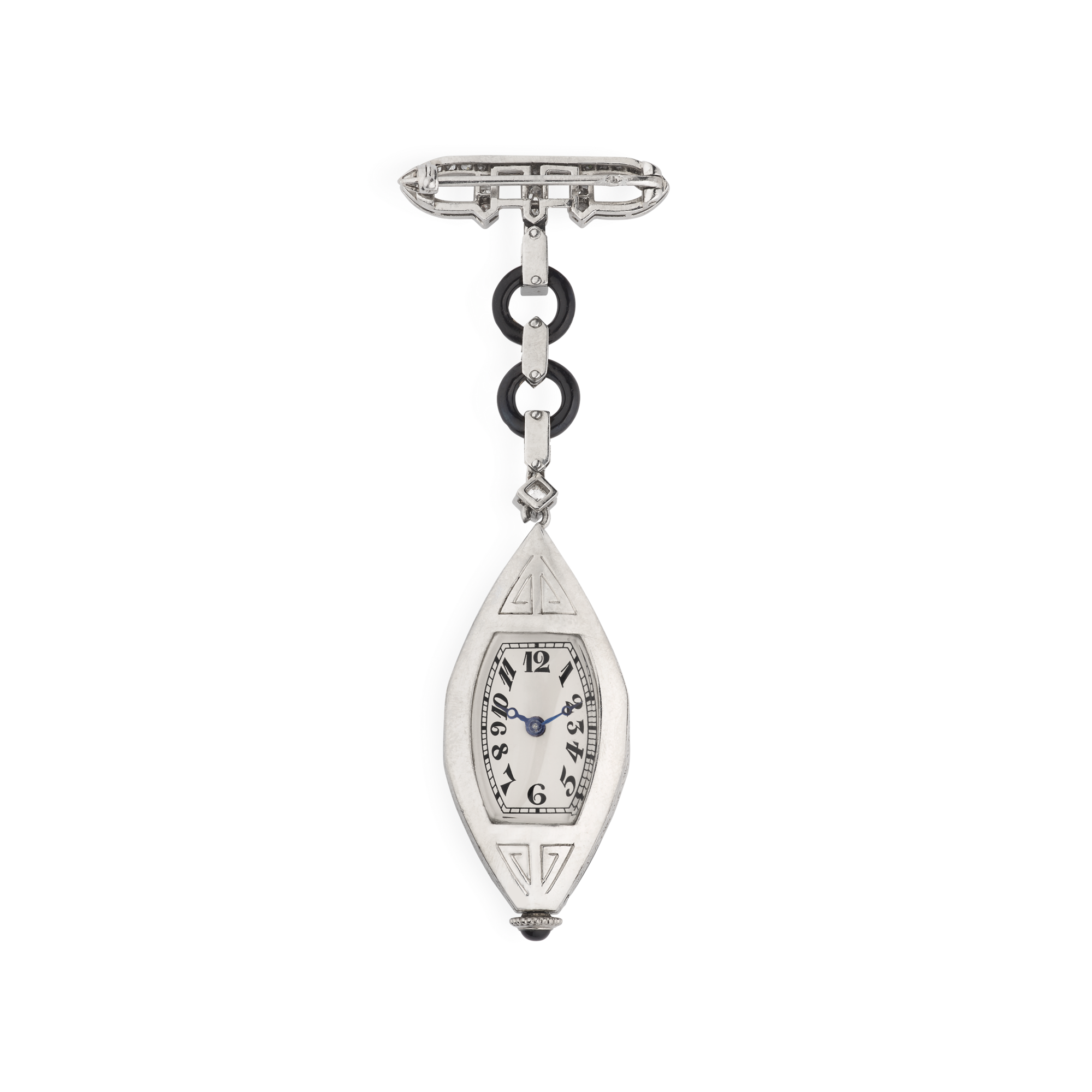 Chatelaine watch, 1922
Platinum, onyx, and diamonds 
Van Cleef & Arpels Collection