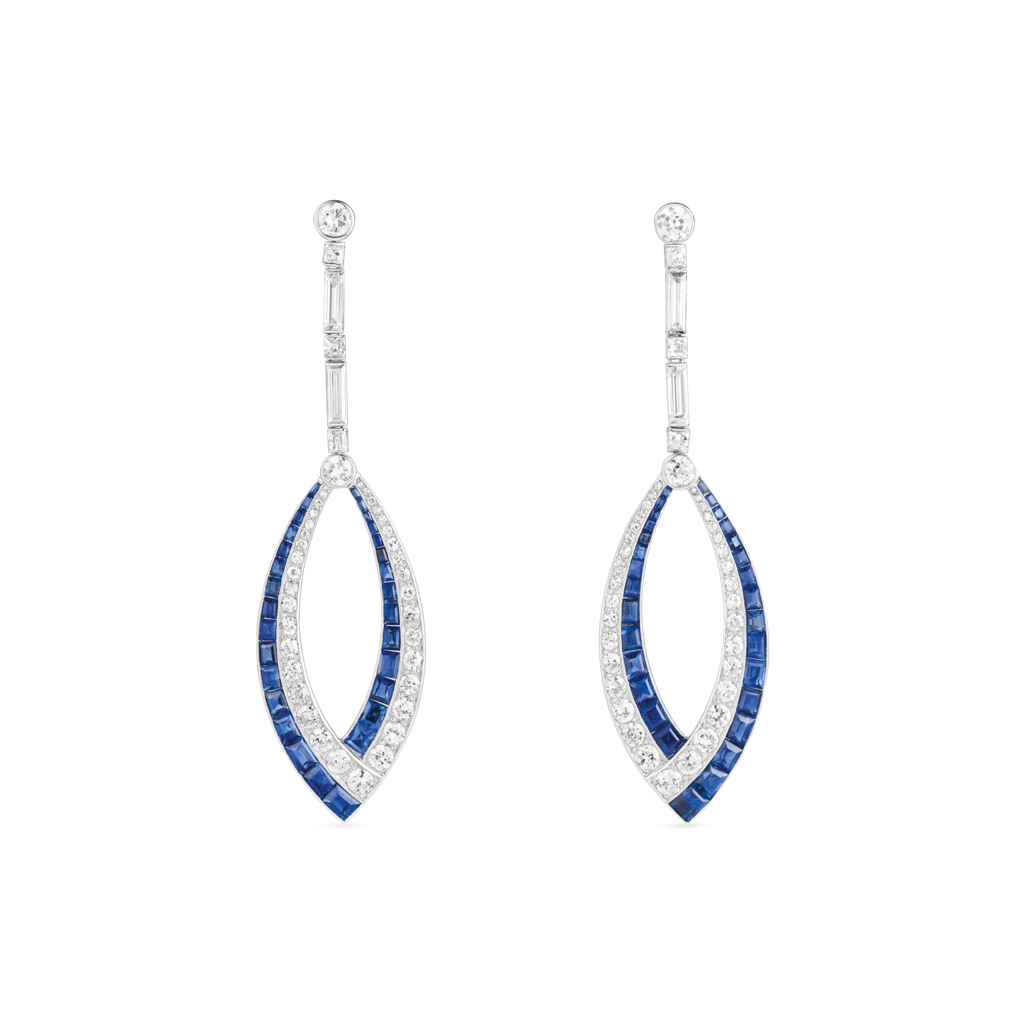 Earrings, 1922
Platinum, sapphires, and diamonds 
Van Cleef & Arpels Collection