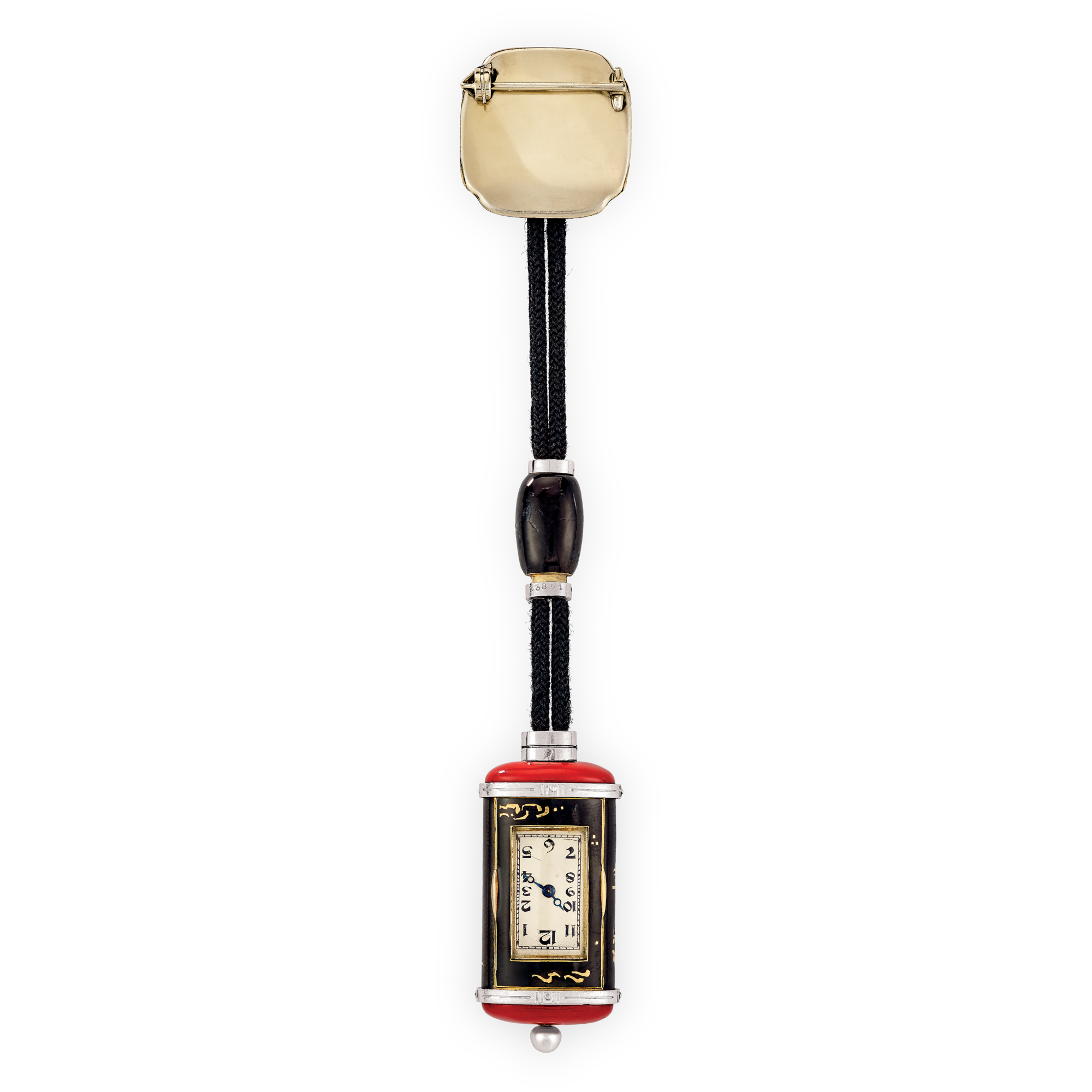 Chatelaine watch, 1924
Platinum, yellow gold, pearl, enamel, textile cord, and diamonds
Van Cleef & Arpels Collection