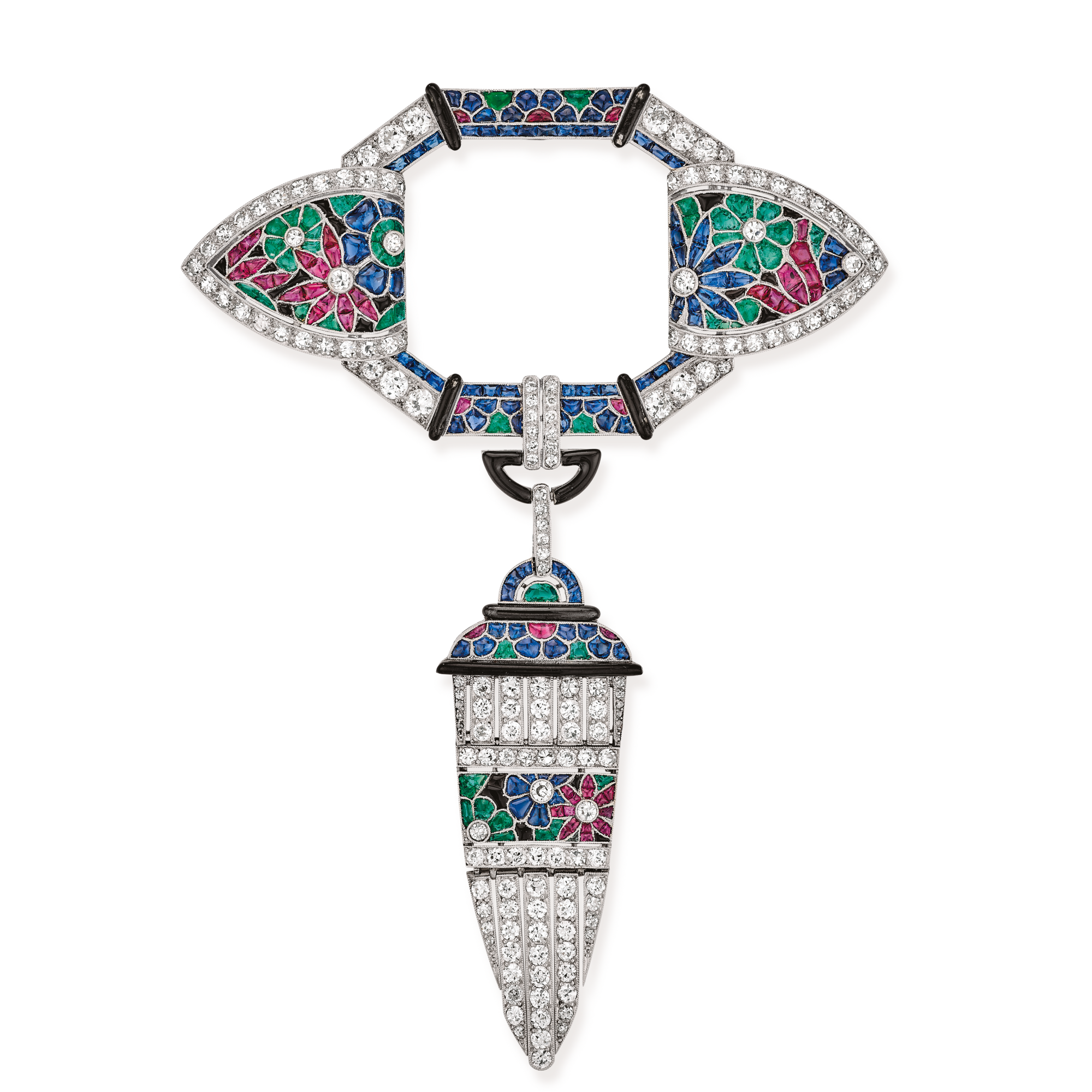 Brooch, 1924
Platinum, emeralds, rubies, sapphires, enamel, and diamonds
Van Cleef & Arpels Collection