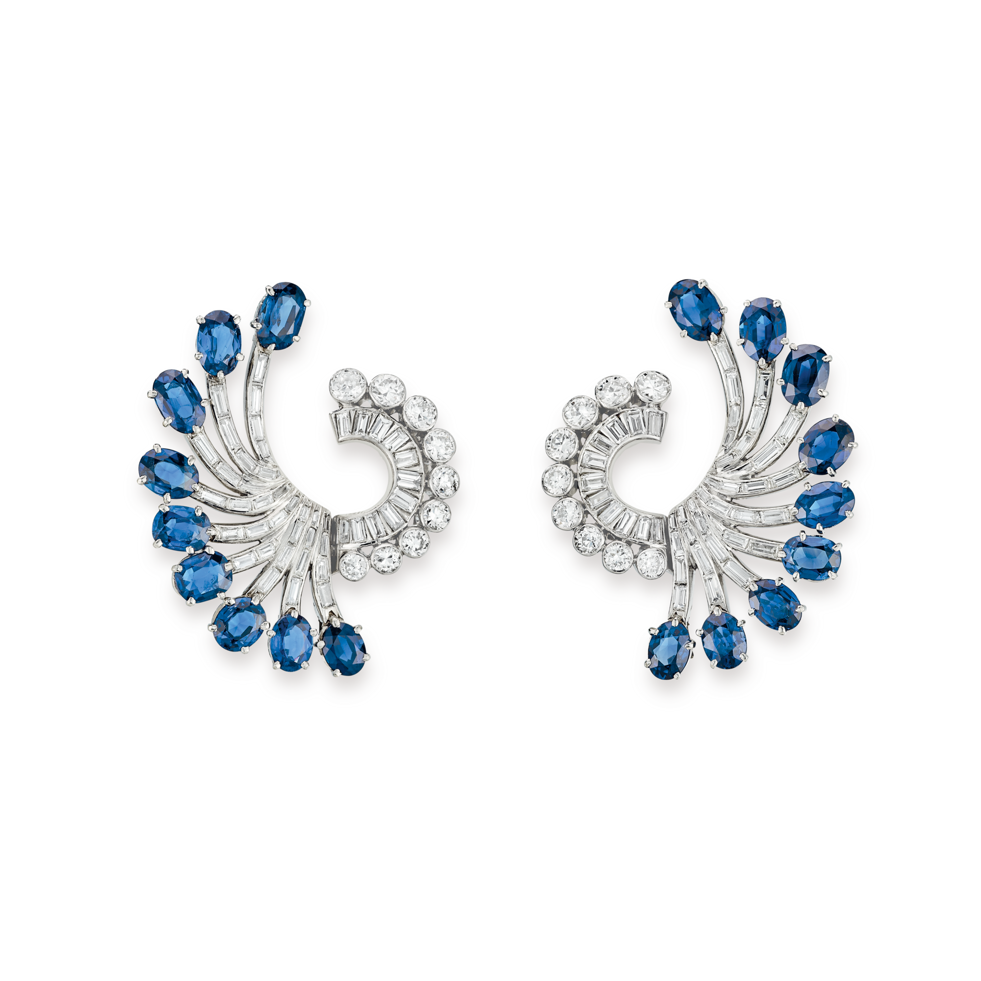 Earrings, 1935
Platinum, sapphires, and diamonds 
Van Cleef & Arpels Collection