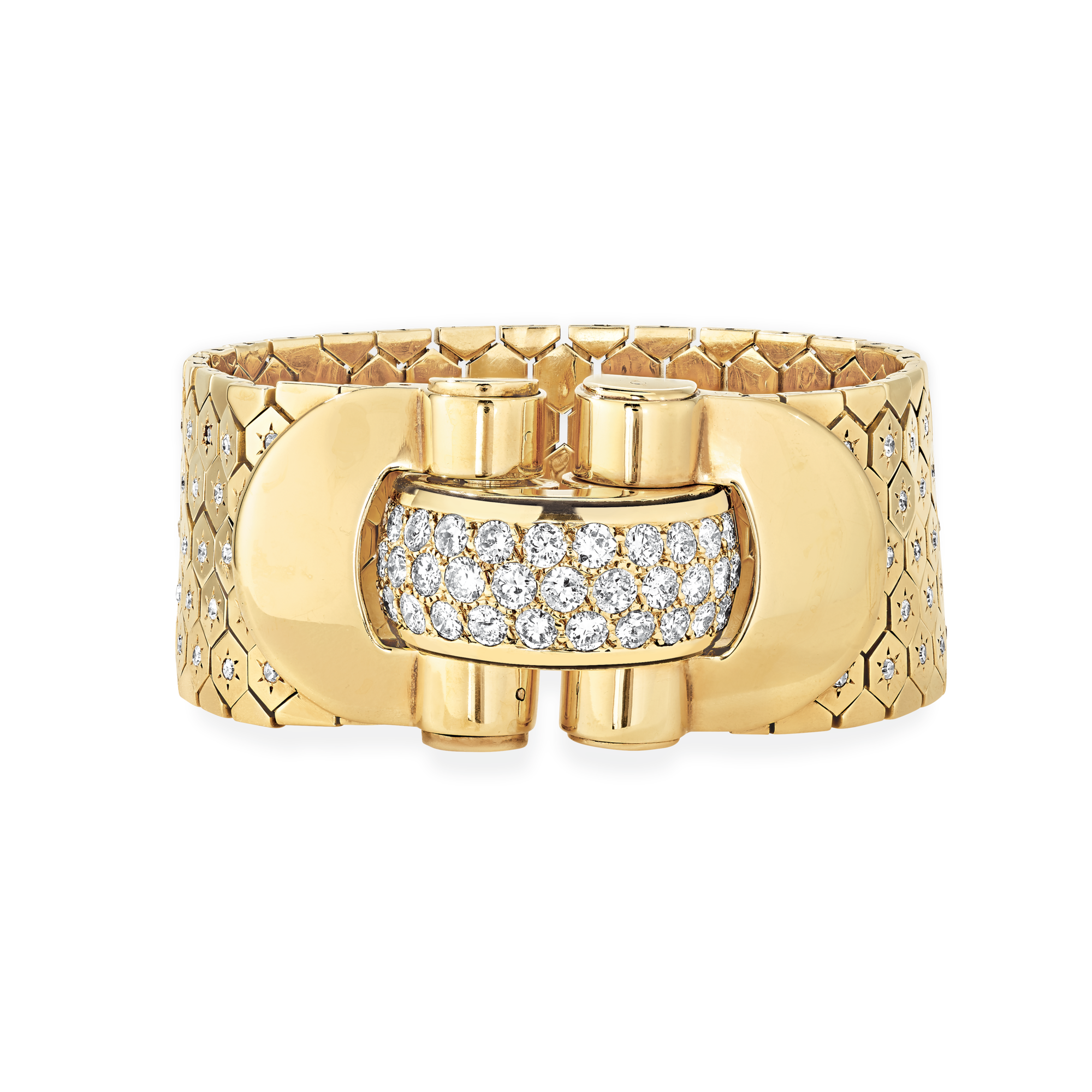 Ludo bracelet, 1937
Yellow gold, enamel, and diamonds, 190 × 27 mm.
Van Cleef & Arpels Collection