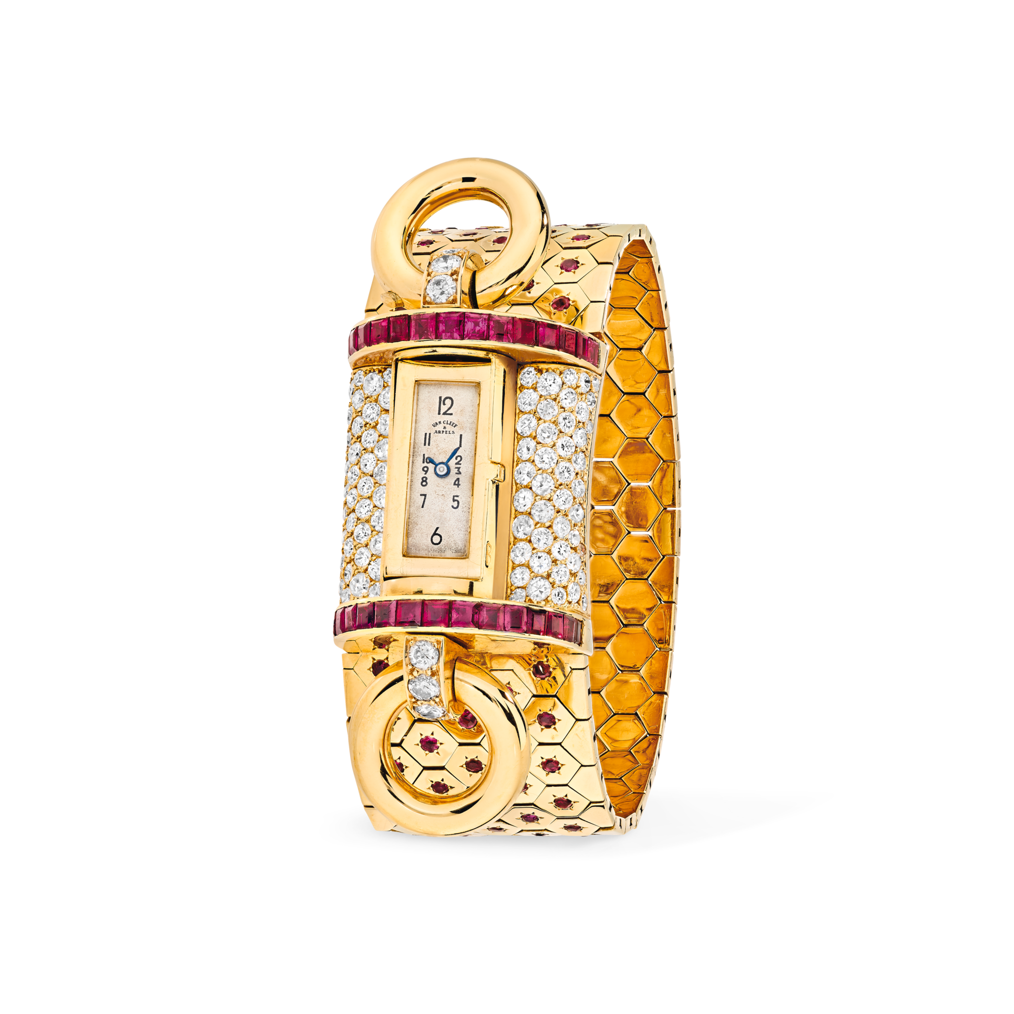 Ludo Tourniquet wristwatch, 1937
Yellow gold, rubies, and diamonds
Van Cleef & Arpels Collection