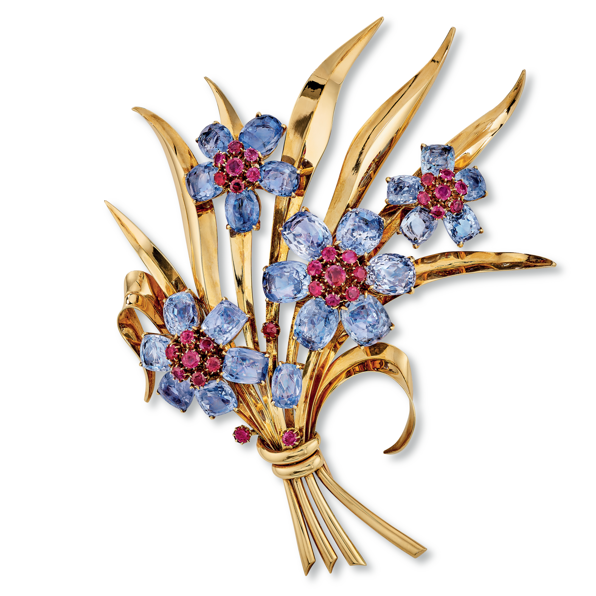 Bouquet clip, 1940
Yellow gold, rubies, and sapphires
Van Cleef & Arpels Collection