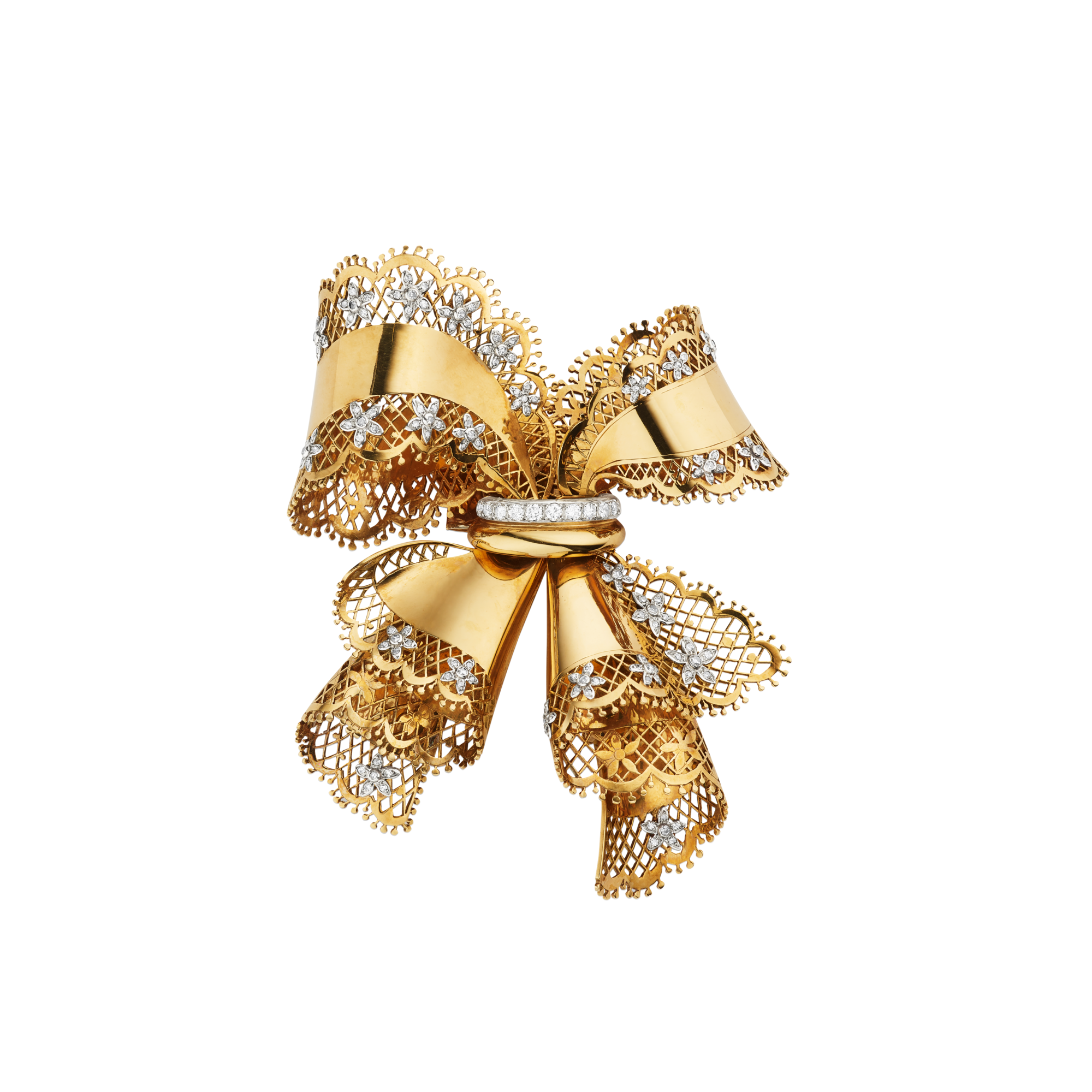 Lace Bow clip, 1945
Platinum, yellow gold, and diamonds
Van Cleef & Arpels Collection