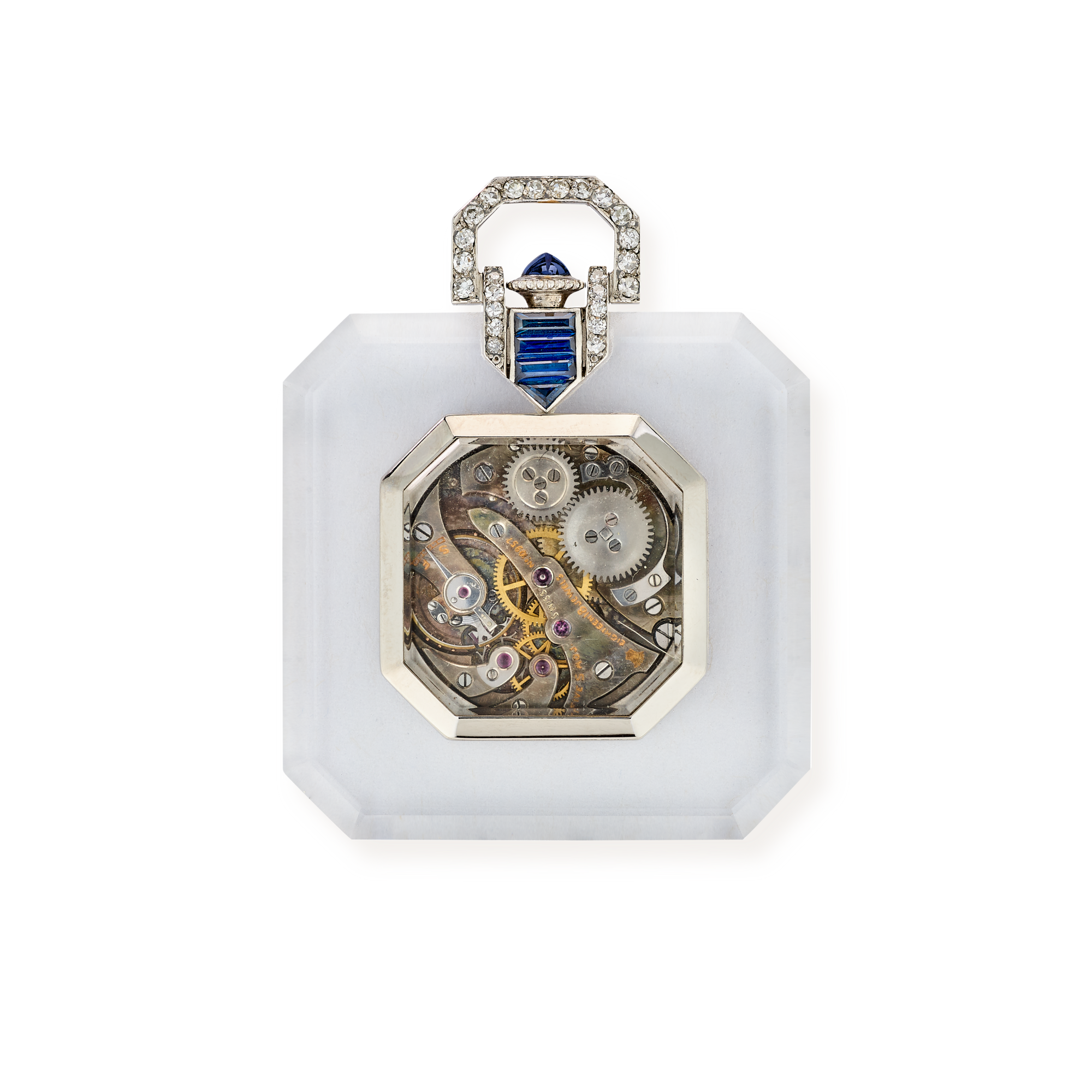 Pocket watch, 1930
Platinum, rock crystal, sapphires, diamonds
Van Cleef & Arpels Collection