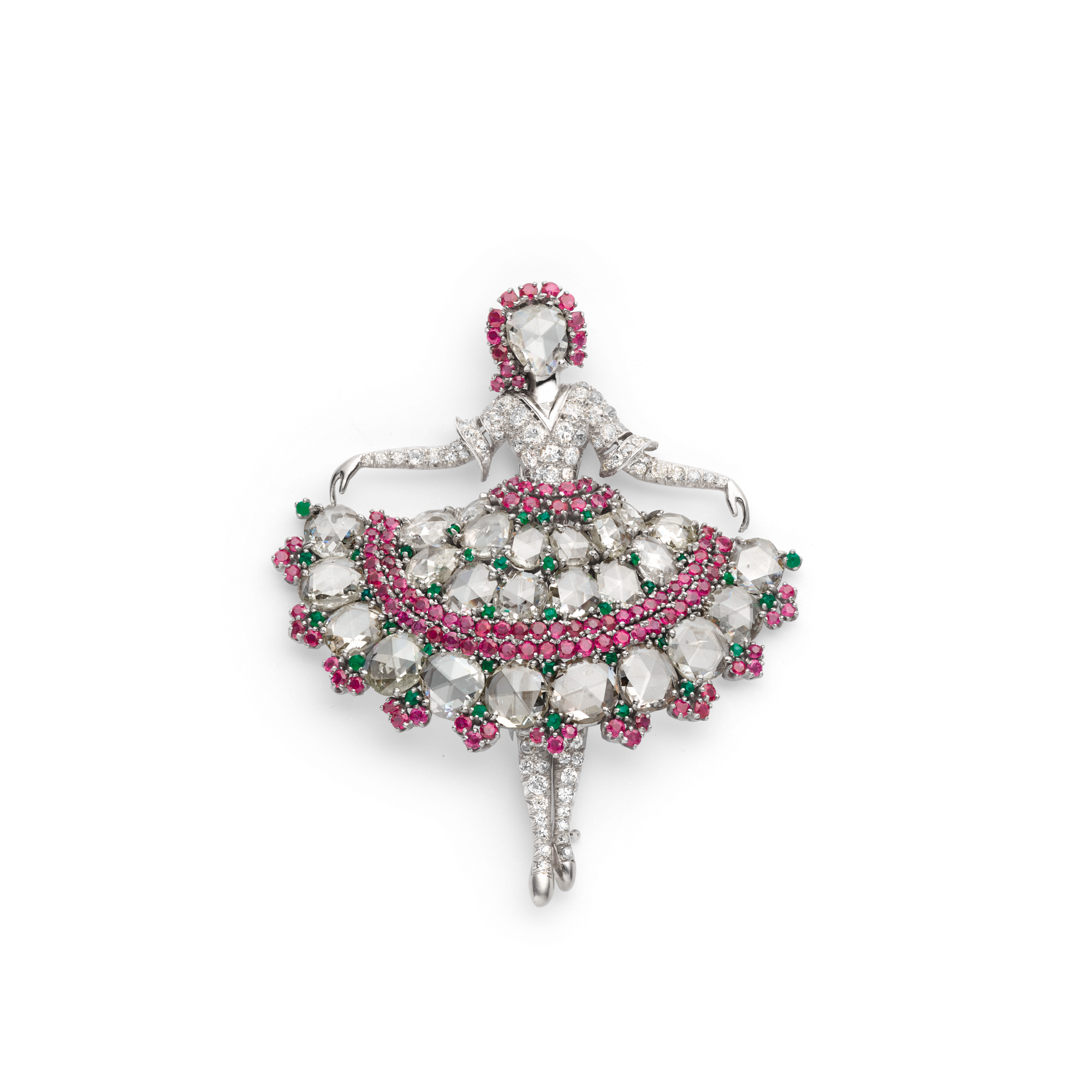 Dancer clip, 1943
Platinum, emeralds, rubies, and diamonds
Van Cleef & Arpels Collection