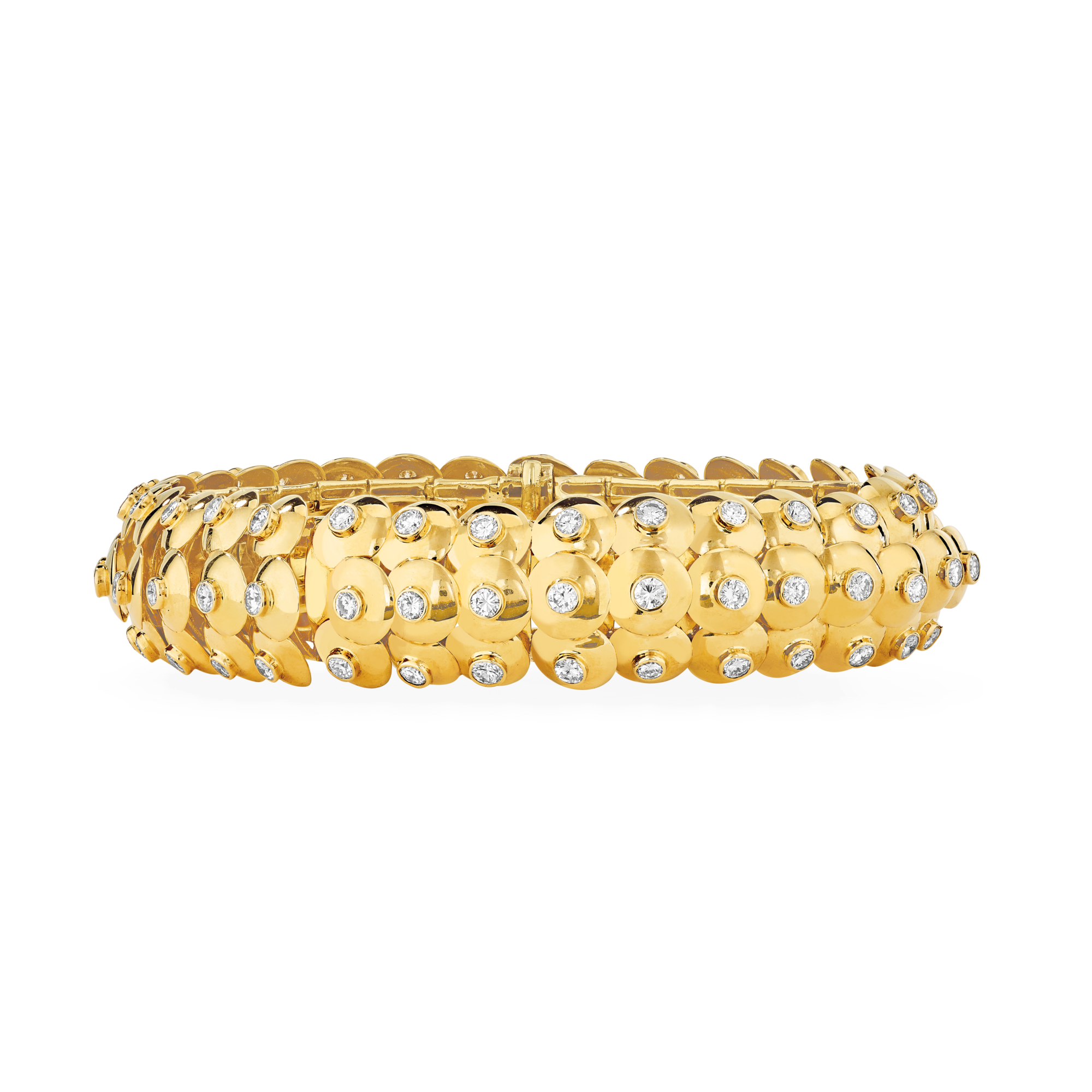 Pastille bracelet, c. 1946
Yellow gold and diamonds
Van Cleef & Arpels Collection