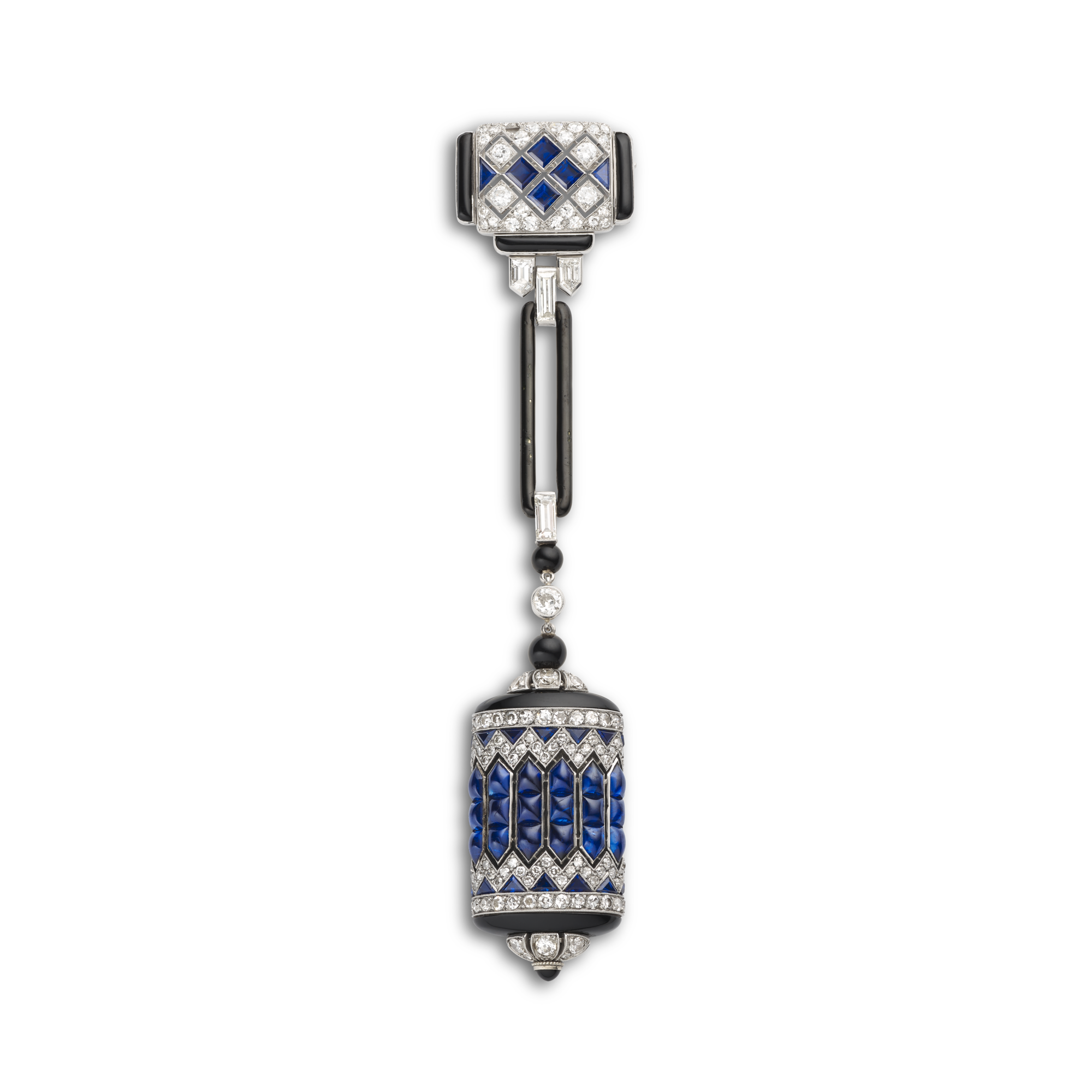 Chatelaine watch, 1924
Platinum, sapphires, onyx, enamel, and diamonds
Van Cleef & Arpels Collection