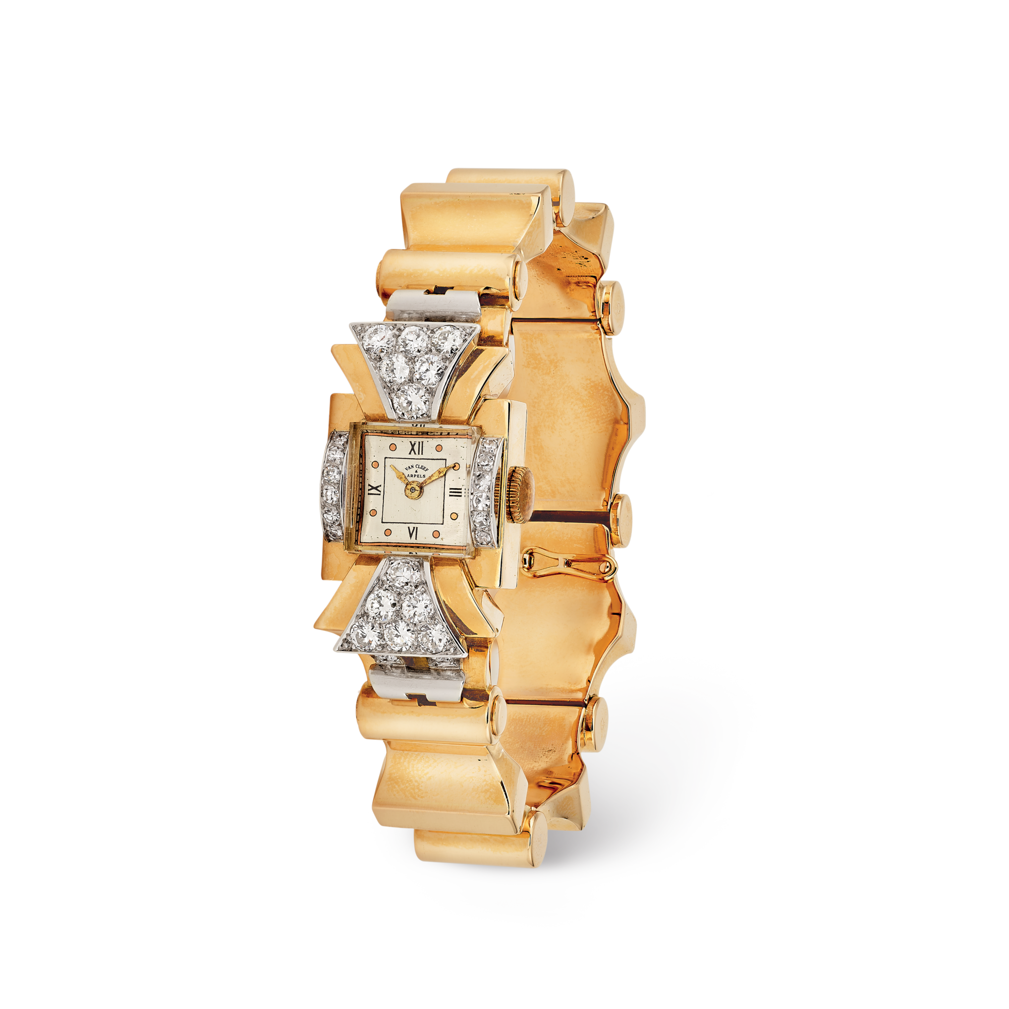 Wristwatch, c. 1945
Platinum, yellow gold, and diamonds
Van Cleef & Arpels Collection