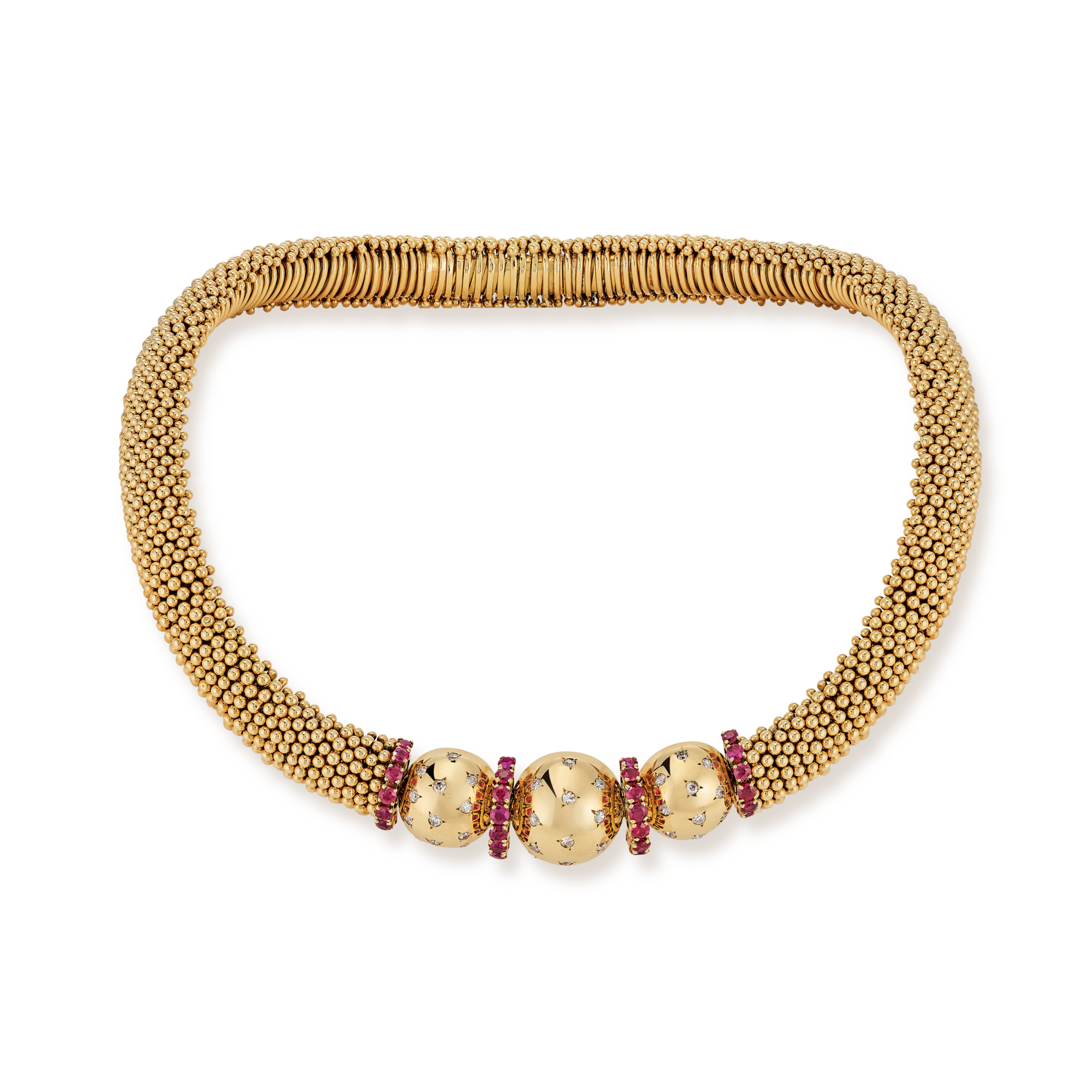 Couscous necklace, 1948
Yellow gold, rubies, and diamonds
Van Cleef & Arpels Collection