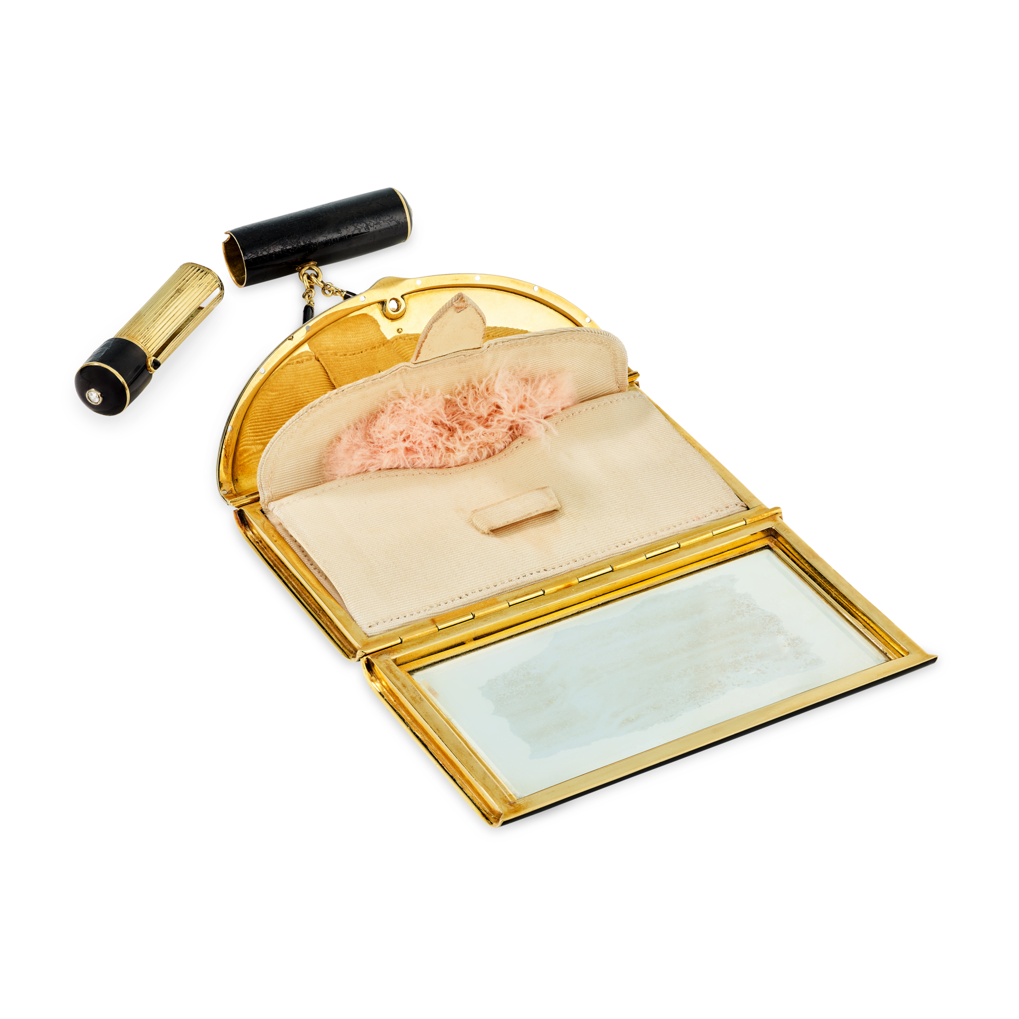 Envelope powder case, 1923
Platinum, yellow gold, black enamel, diamonds