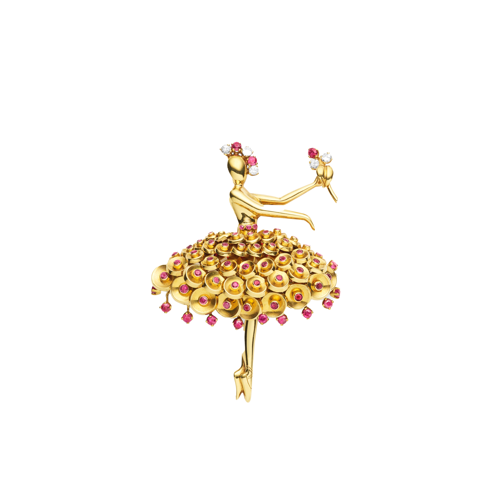 Sequins Dancer clip, 1953
Yellow gold, rubies, and diamonds
Van Cleef & Arpels Collection