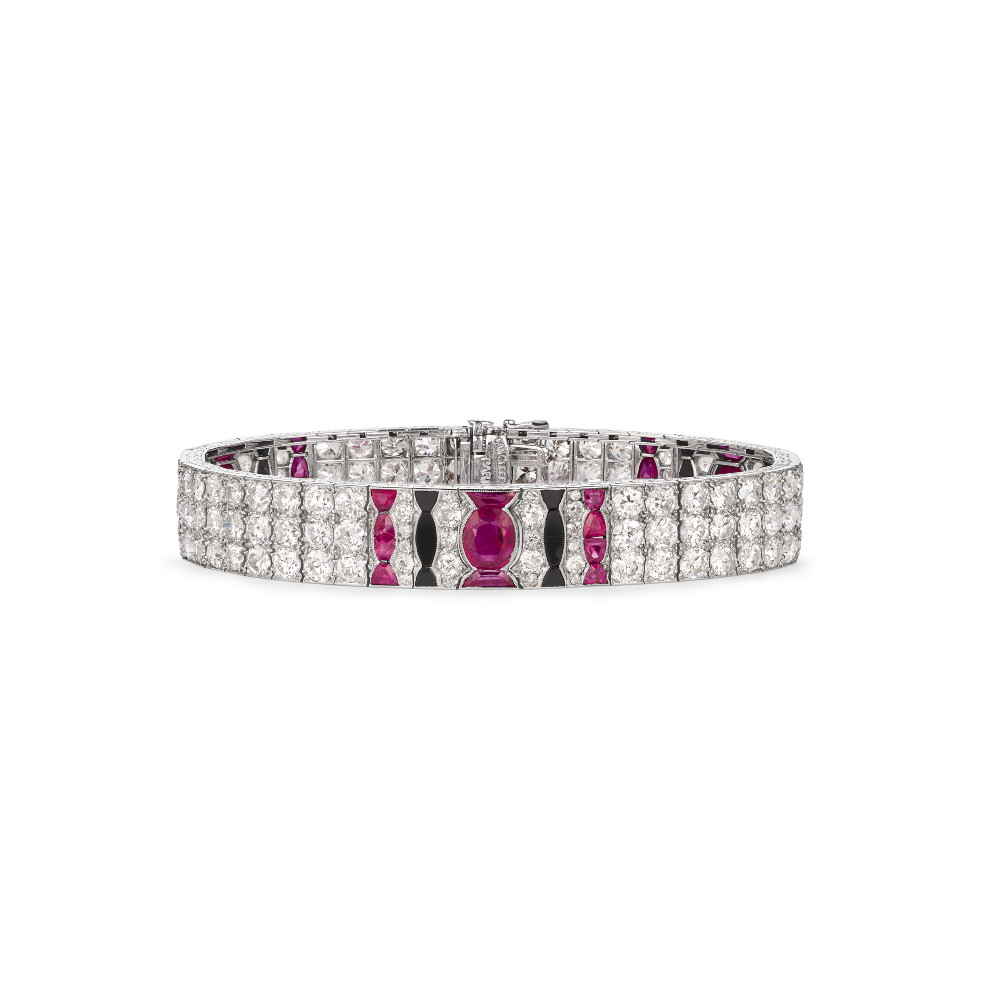 Bracelet, 1923
Platinum, rubies, onyx, and diamonds 
Van Cleef & Arpels Collection