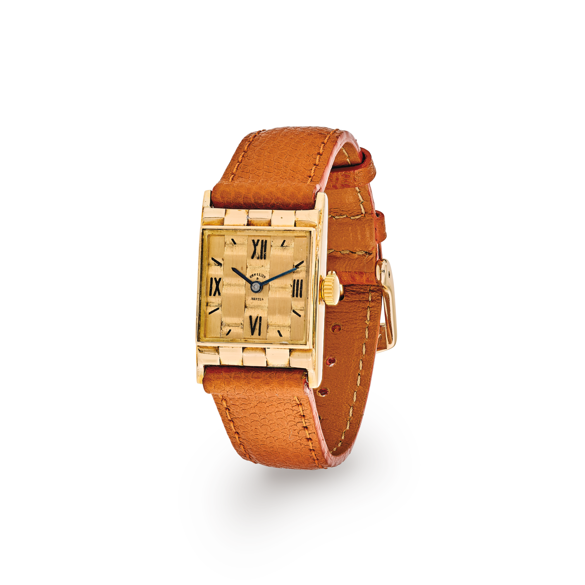 Gentleman’s wristwatch, 1953
Yellow gold and leather
Van Cleef & Arpels Collection