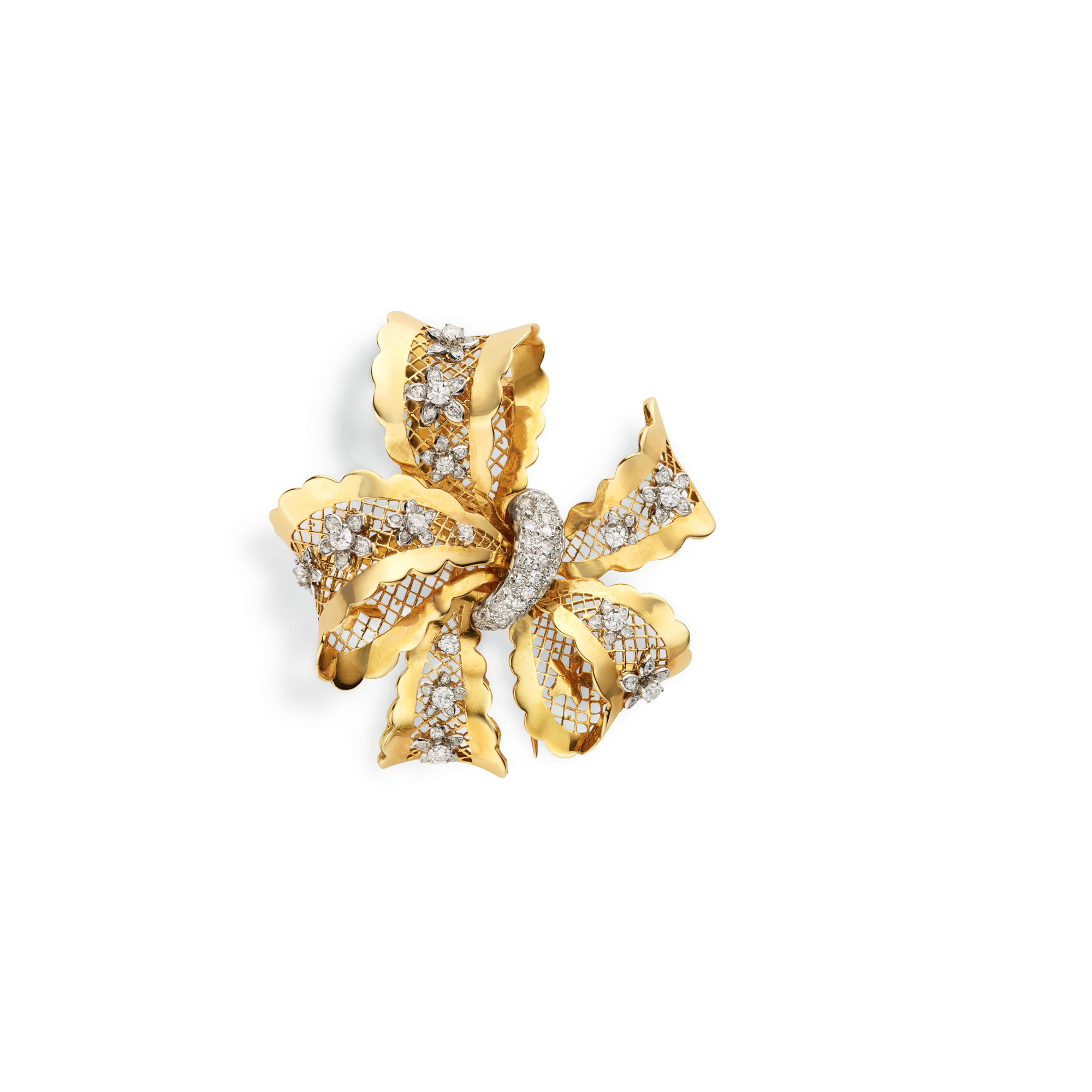 Lace Bow clip, 1950
Platinum, yellow gold, and diamonds
Van Cleef & Arpels Collection