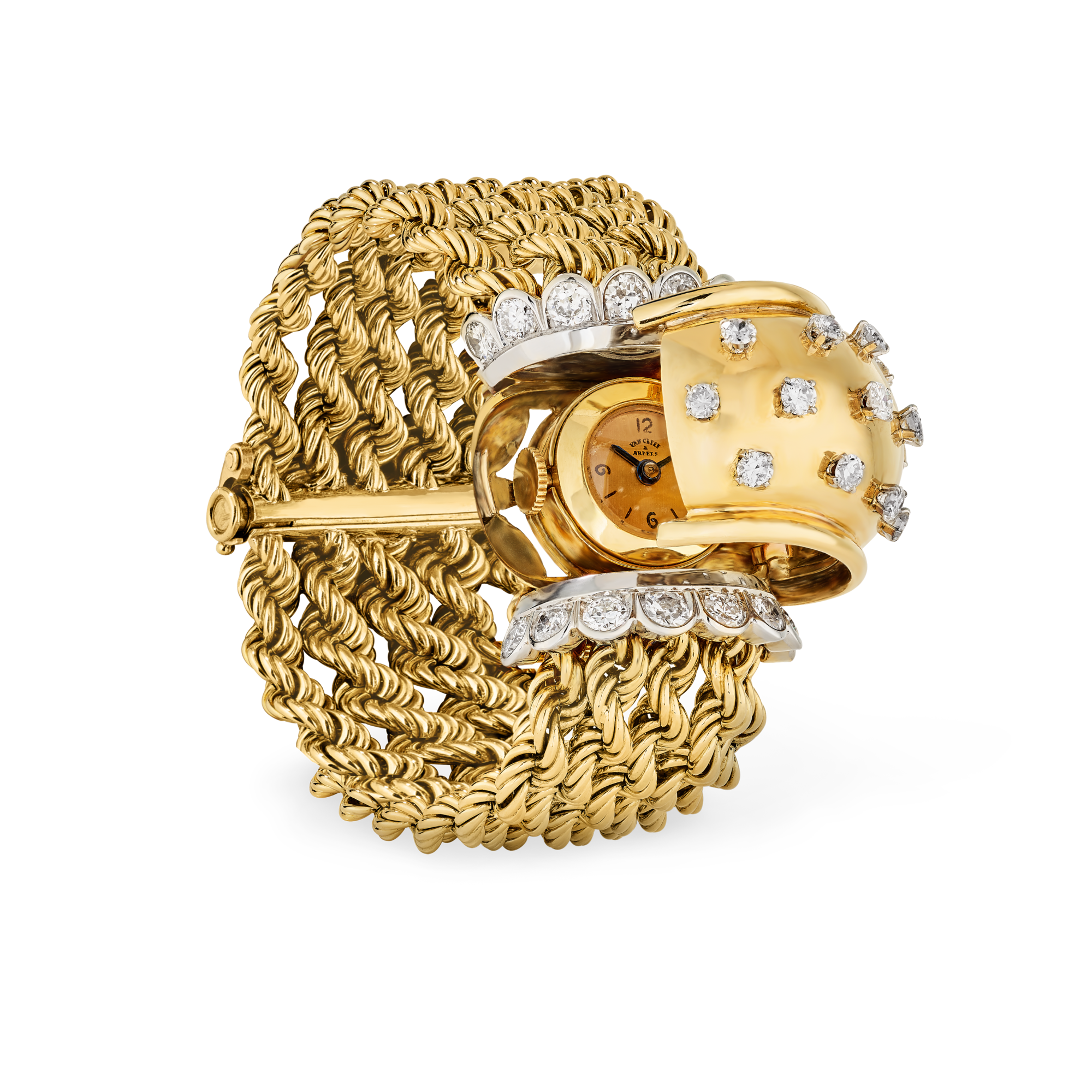 Cord wristwatch, 1949
Platinum, yellow gold, and diamonds
Van Cleef & Arpels Collection