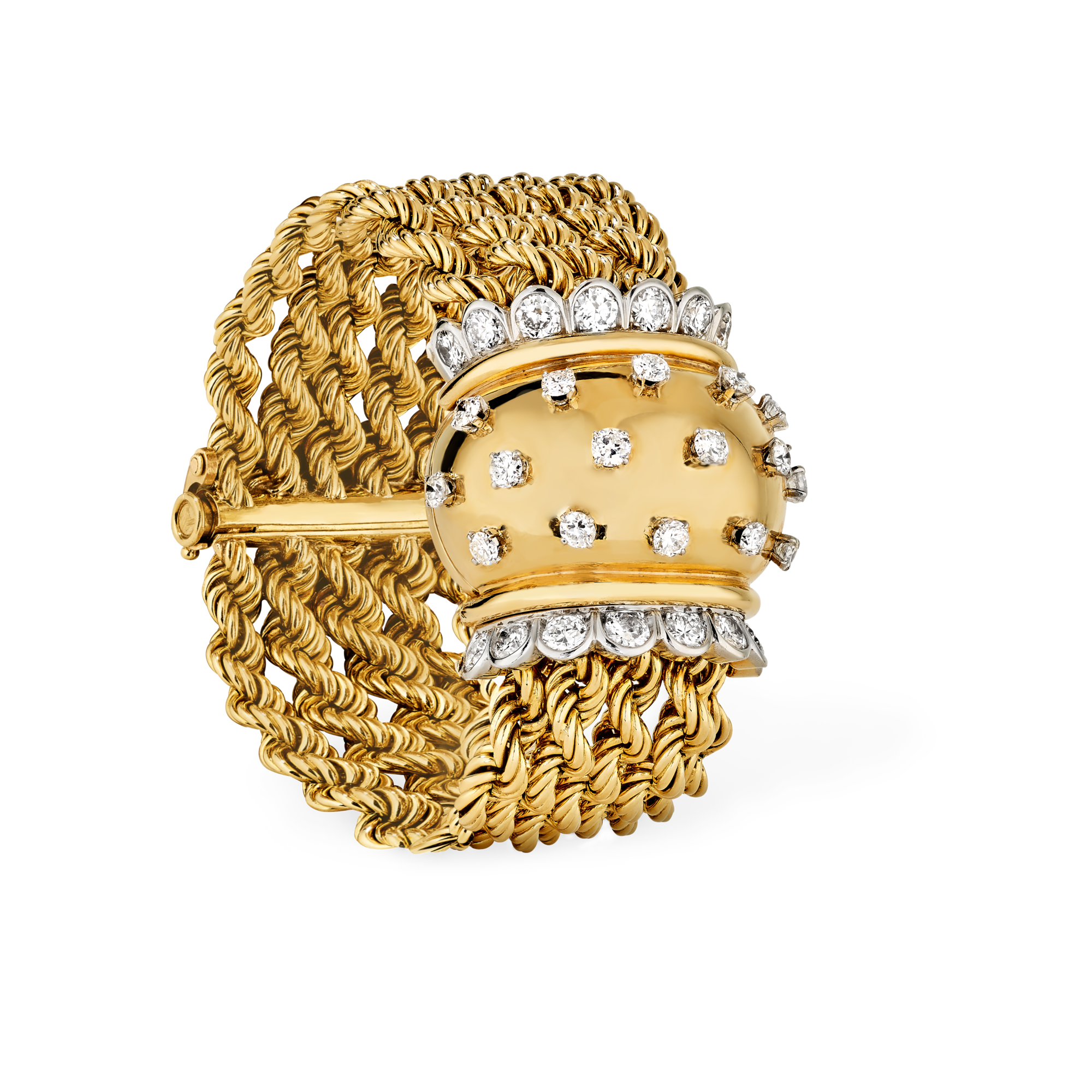 Cord wristwatch, 1949
Platinum, yellow gold, and diamonds
Van Cleef & Arpels Collection