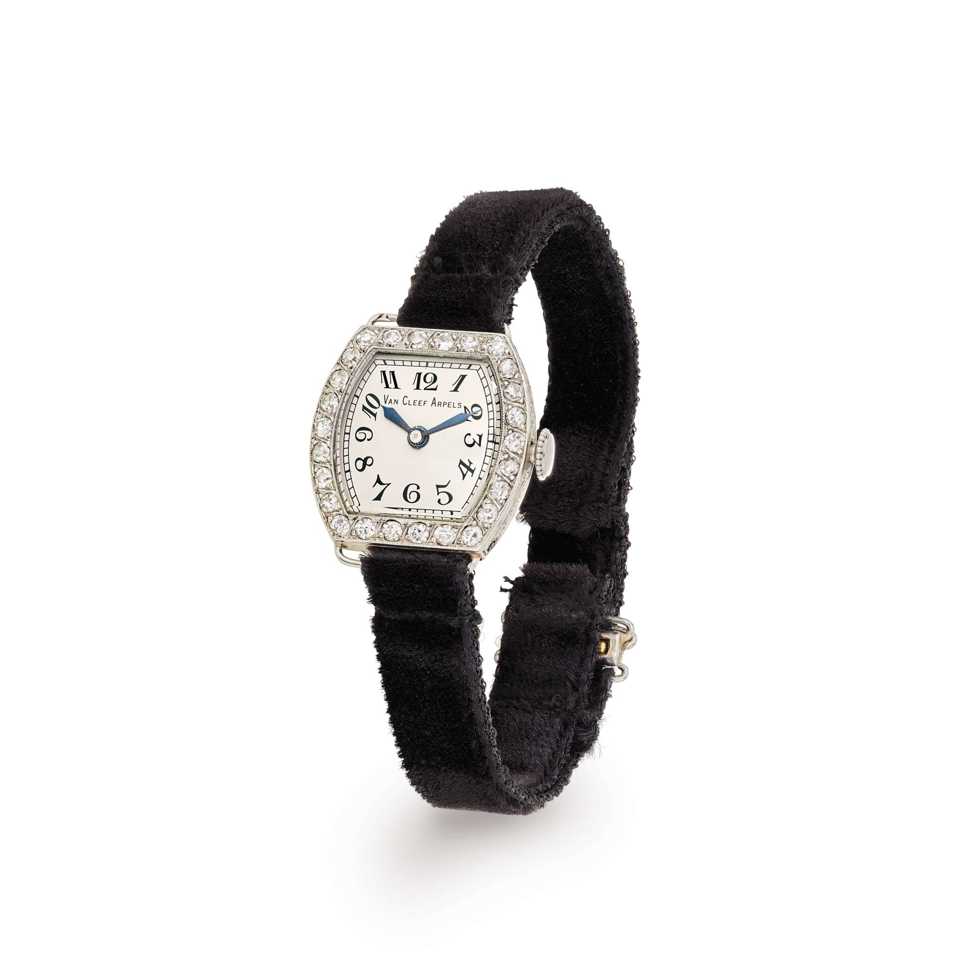 Wristwatch, 1921
Platinum, velvet, and diamonds 
Van Cleef & Arpels Collection