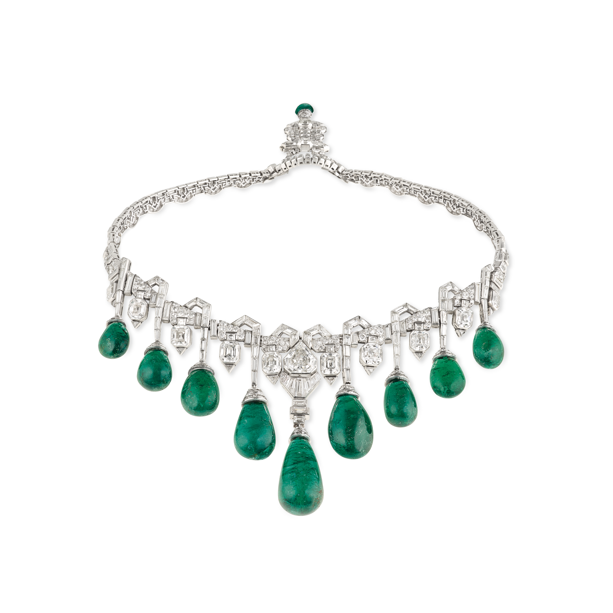 Collerette, 1929
Platinum, emeralds, and diamonds
Former collection of Her royal Highness Princess Faiza of Egypt
Van Cleef & Arpels Collection