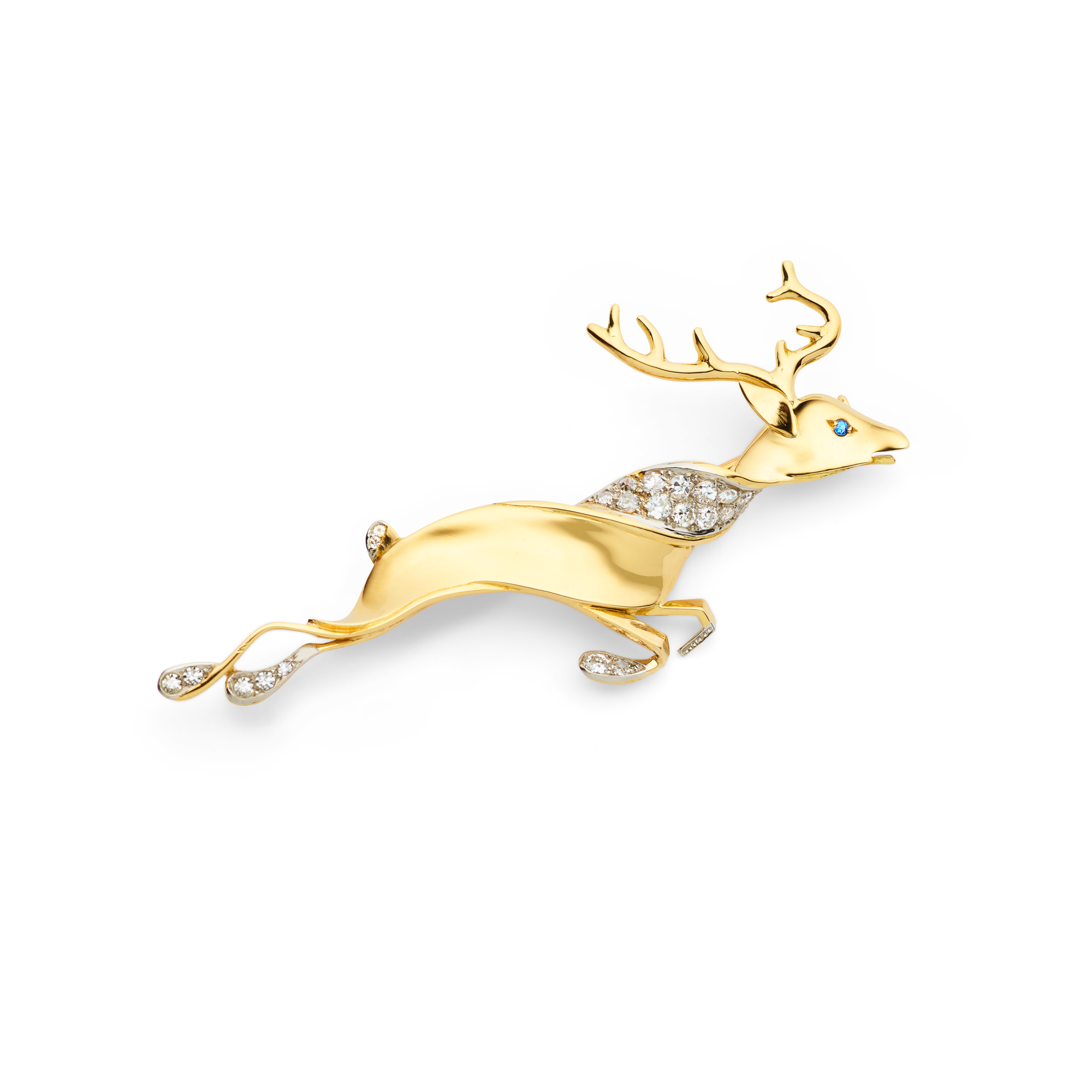 Deer clip, 1946
Platinum, yellow gold, sapphire, and diamonds
Van Cleef & Arpels Collection