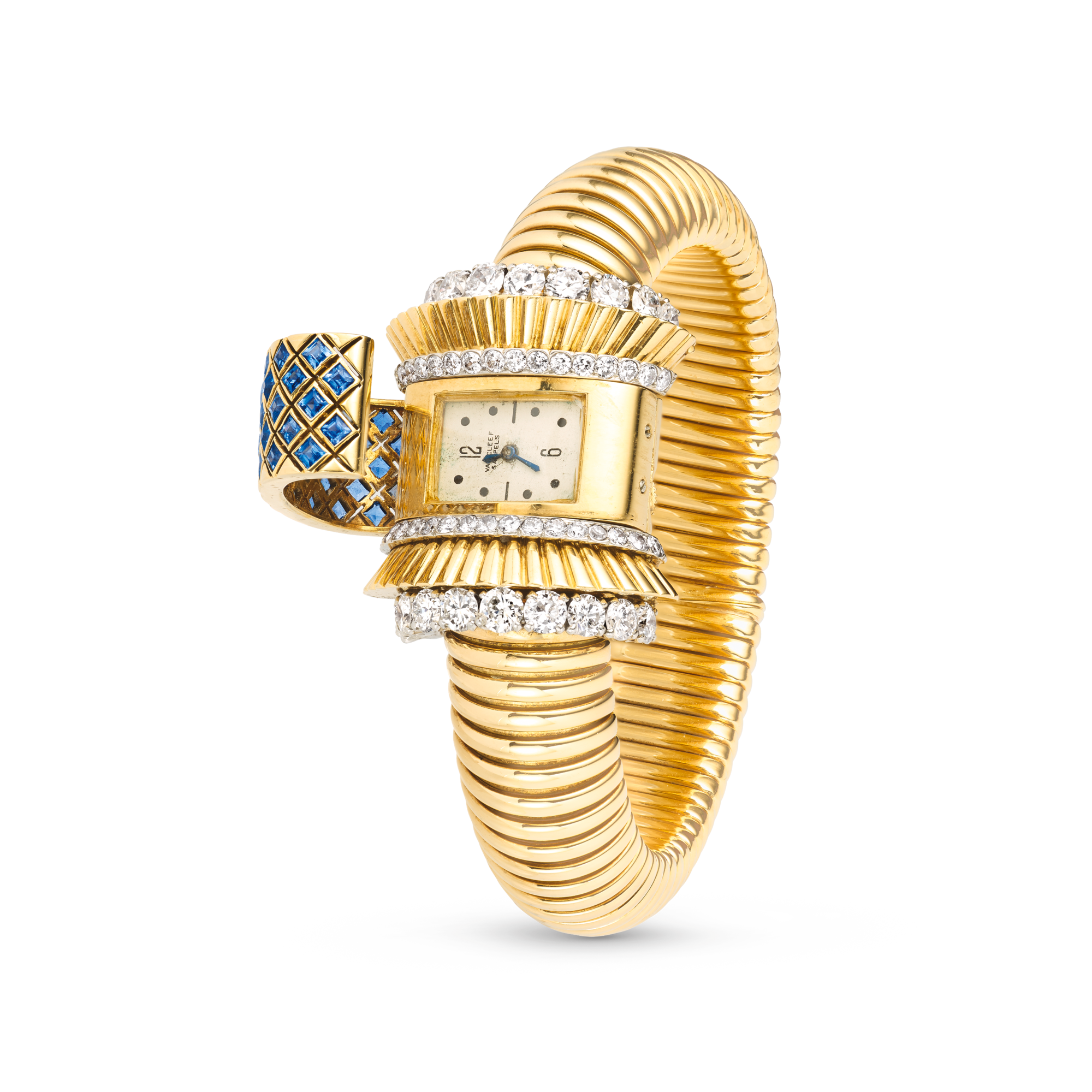 Wristwatch, 1946
Yellow gold, sapphires, and diamonds
Van Cleef & Arpels Collection