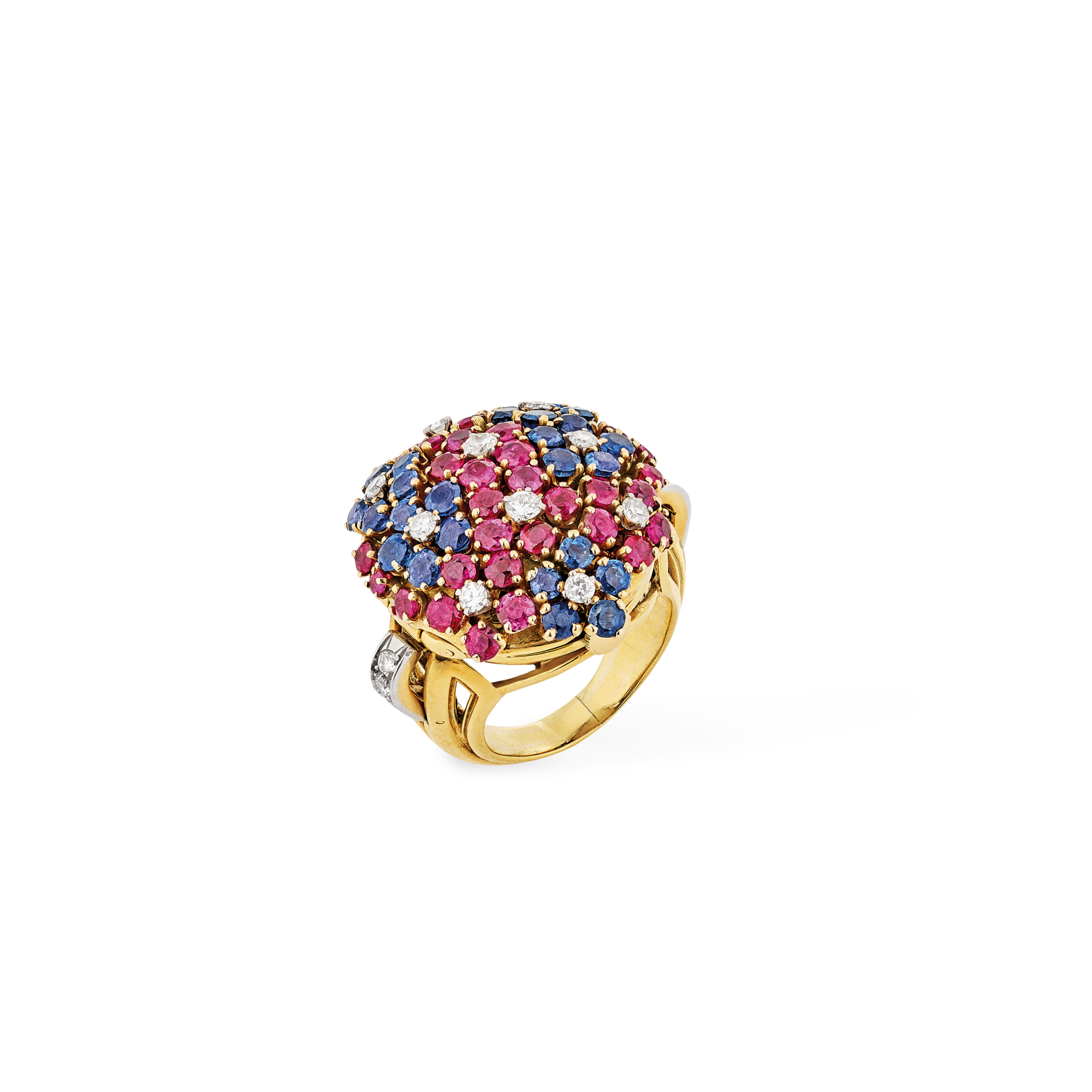 Hawaii ring-watch, 1944
Platinum, yellow gold, rubies, sapphires, enamel, and diamonds
Van Cleef & Arpels Collection