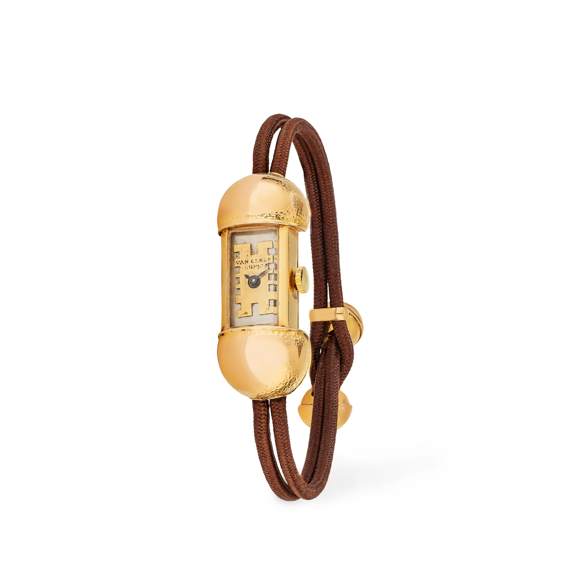 Wristwatch, c. 1930
Yellow gold, rose gold, and cord
Van Cleef & Arpels Collection