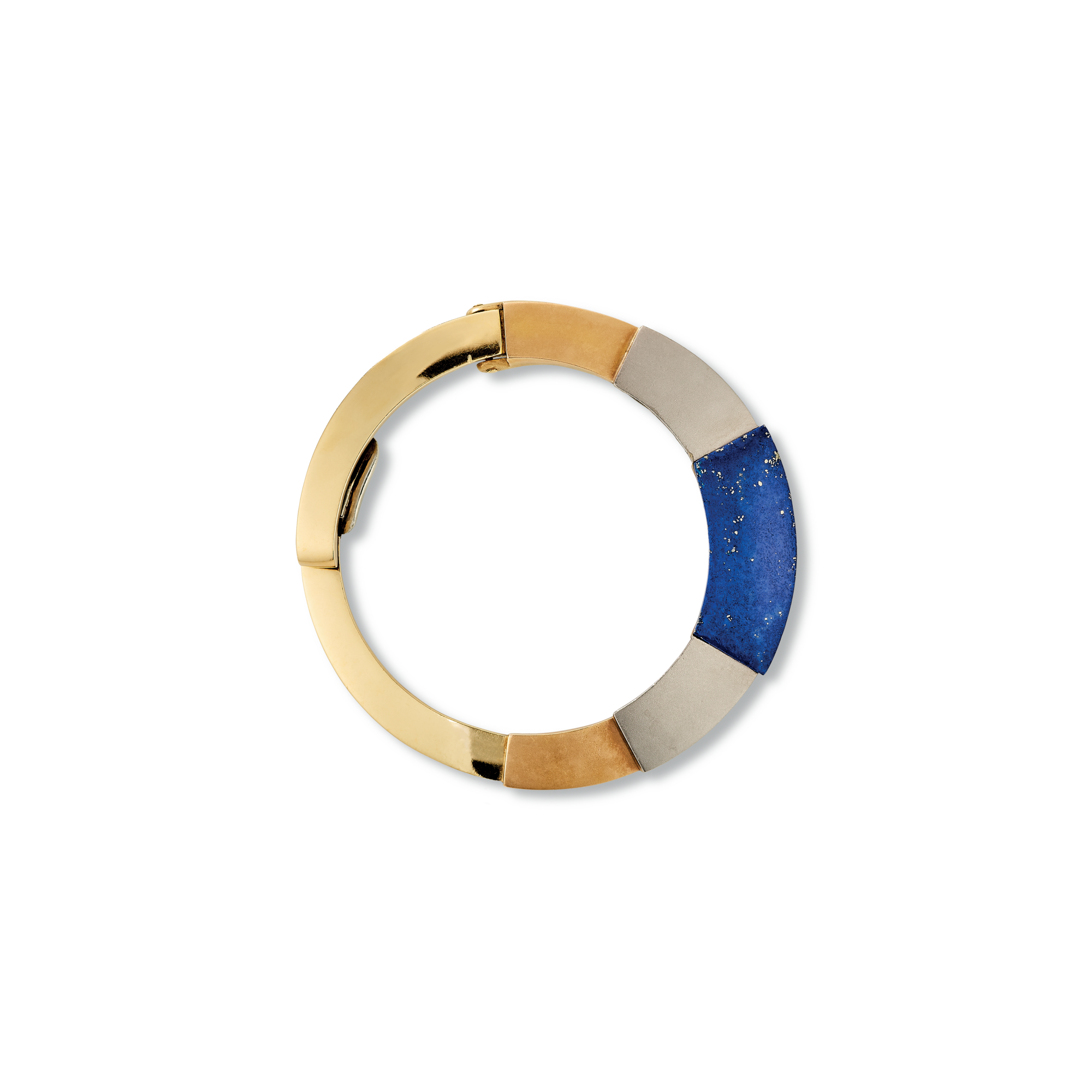 Circle brooch, 1930
Yellow gold, rose gold, osmior, and lapis lazuli
Van Cleef & Arpels Collection