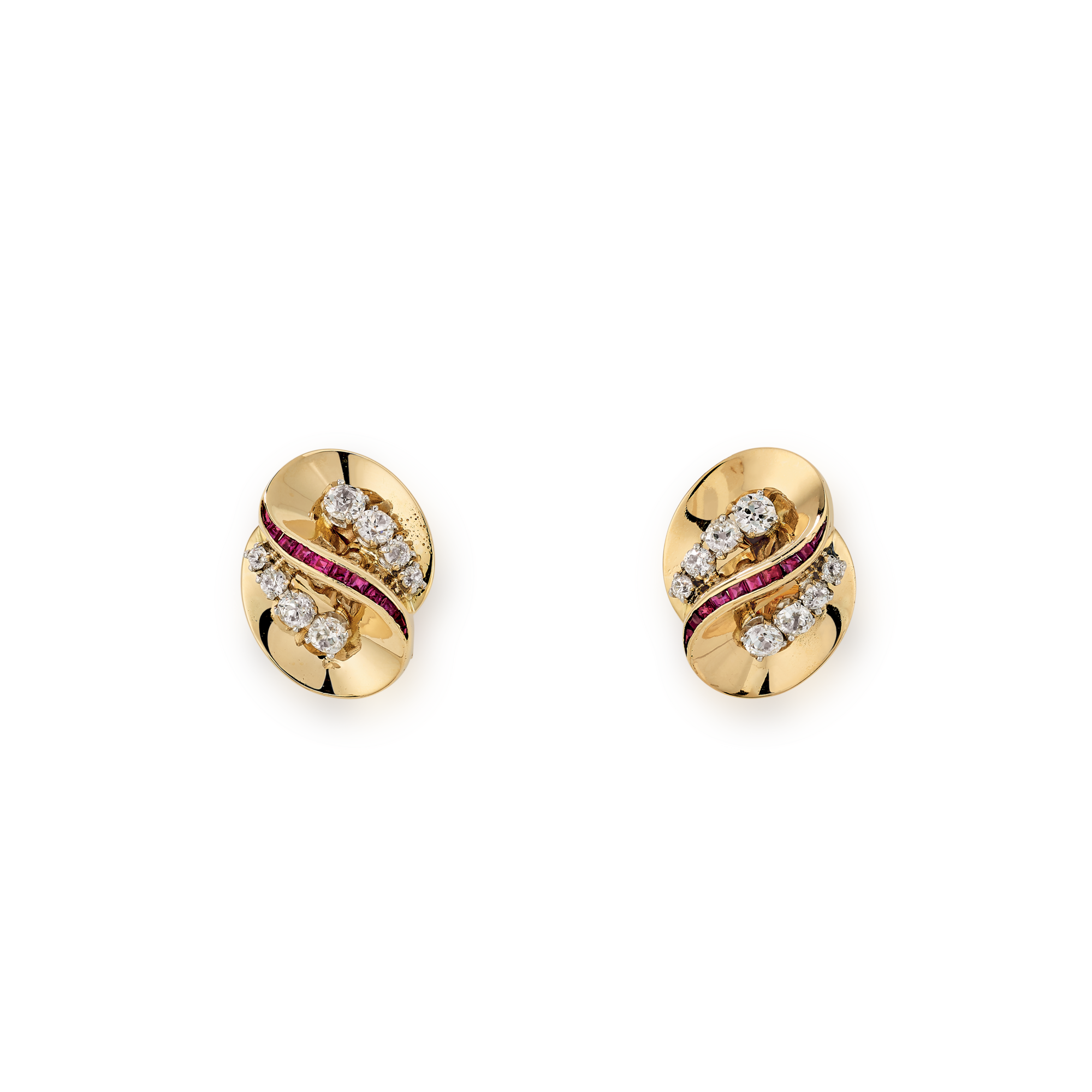 Earrings, 1946
Platinum, yellow gold, white gold, rubies, and diamonds
Van Cleef & Arpels Collection