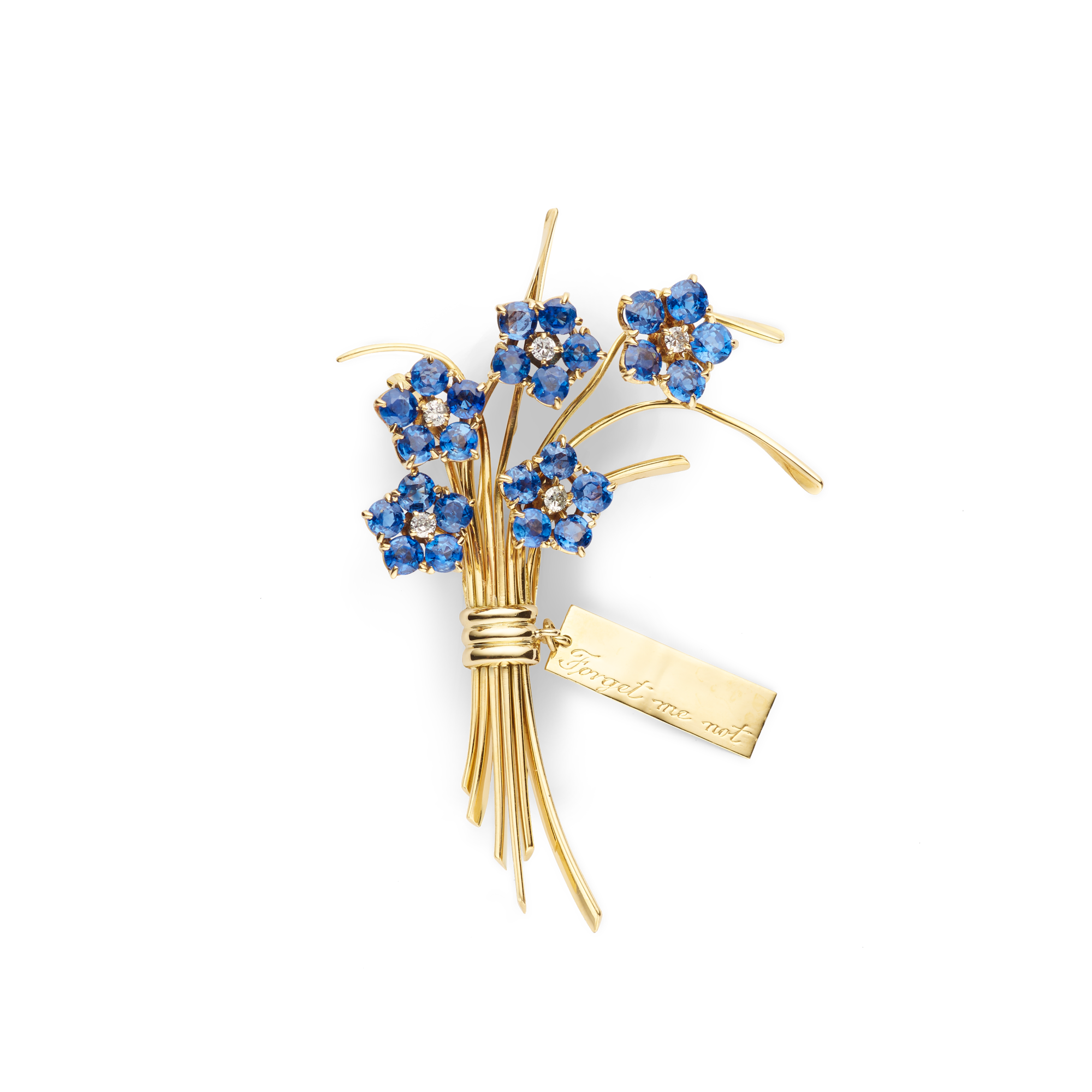 Forget-me-not clip, 1940
Yellow gold, sapphires, and diamonds
Van Cleef & Arpels Collection