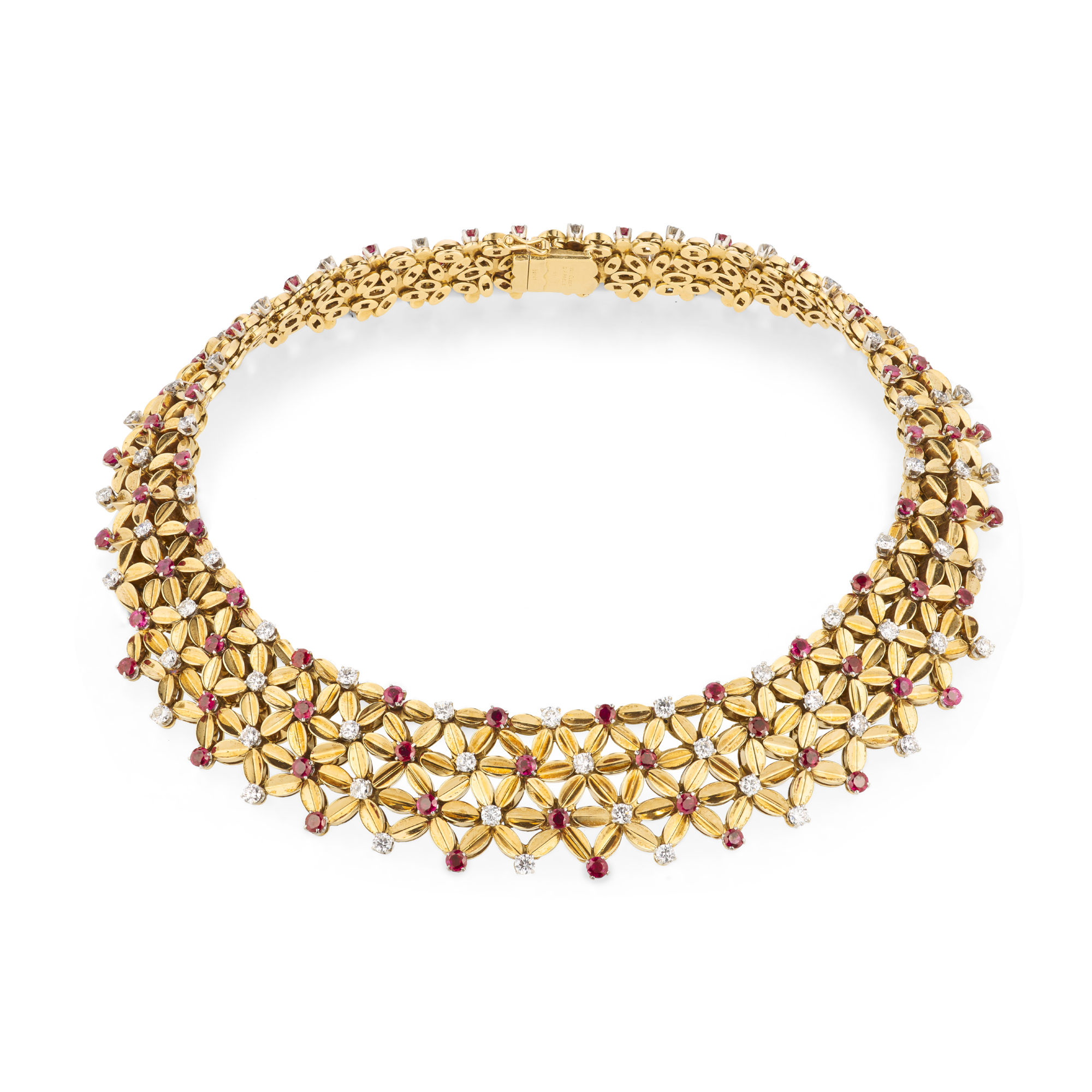 Chantilly necklace, 1950
Platinum, yellow gold, rose gold, rubies, and diamonds
Van Cleef & Arpels Collection