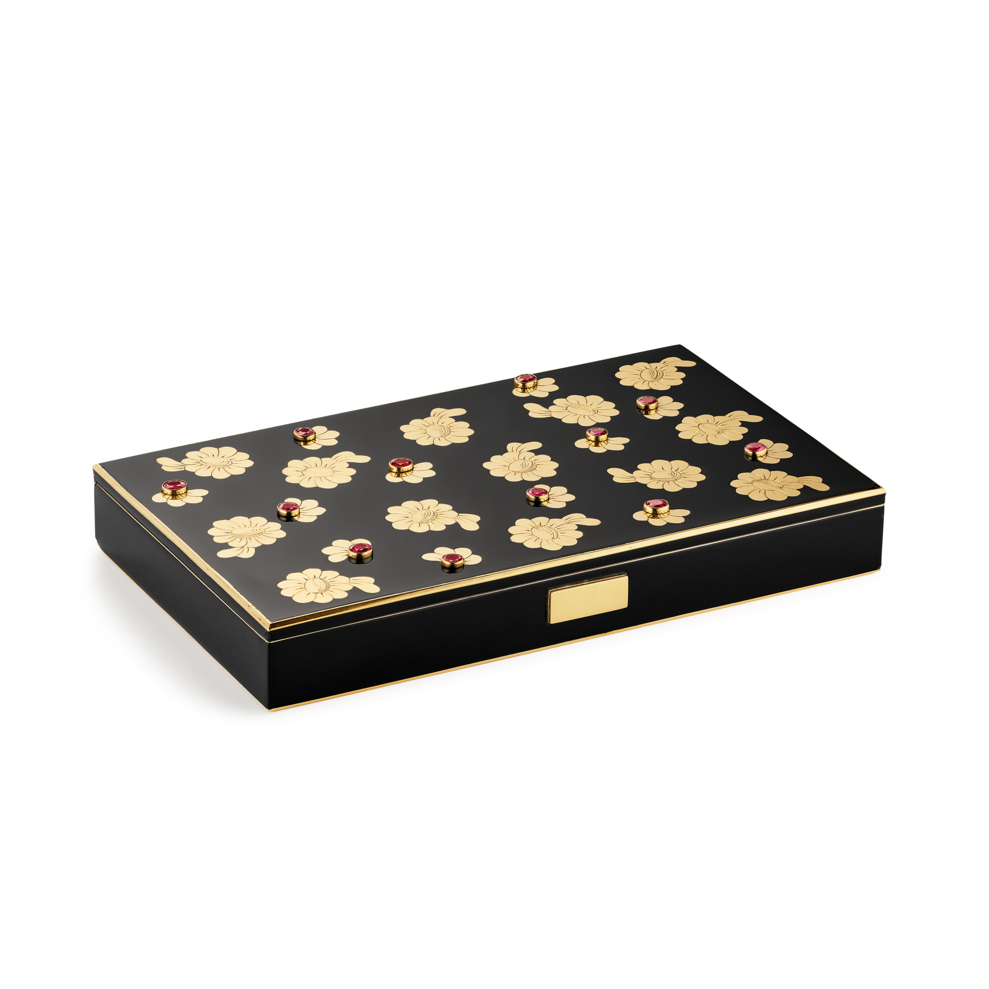 Bagatelle Minaudière, 1952
Platinum, yellow gold, silver, rubies, and lacquer
Van Cleef & Arpels Collection