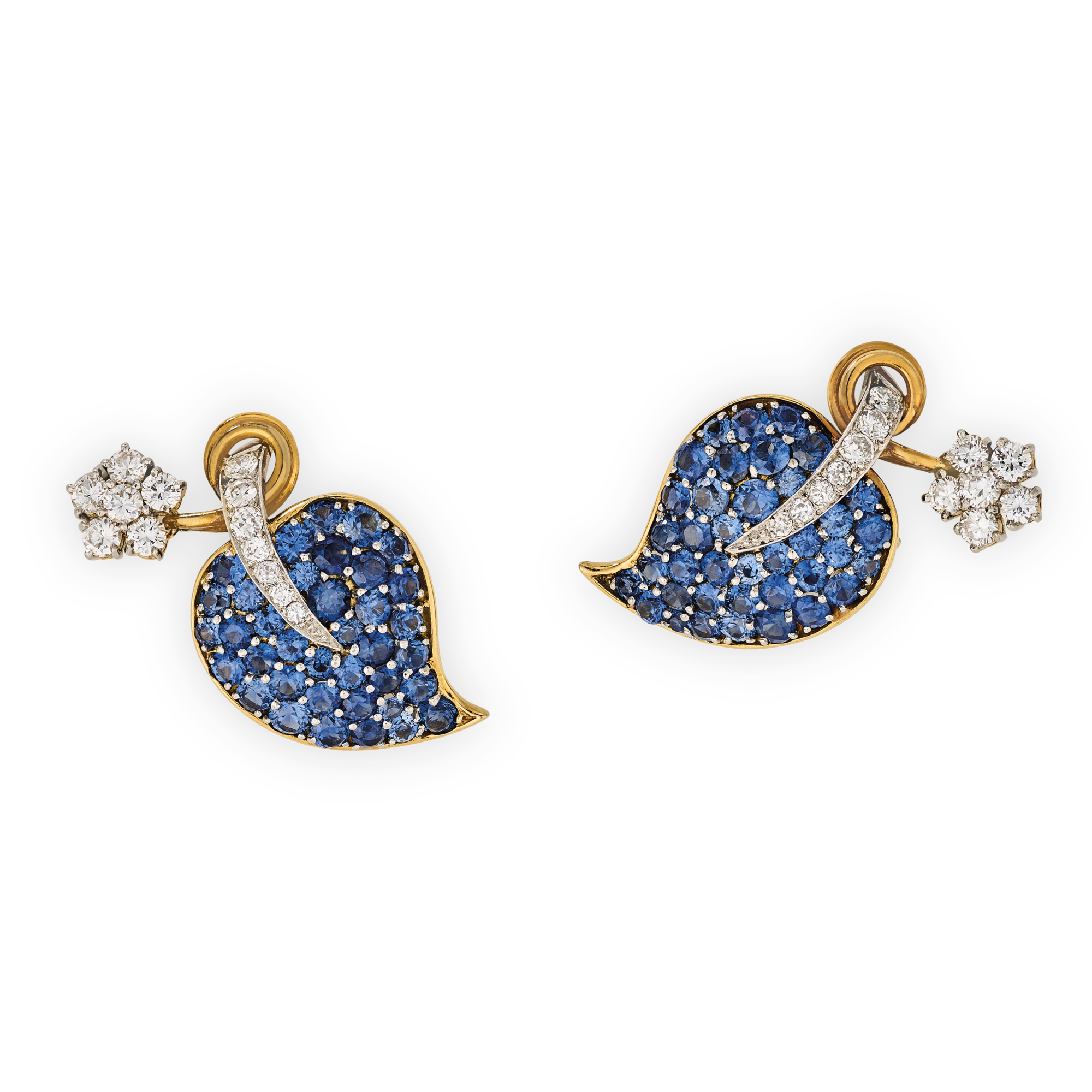 Leaf earrings, c. 1951
Platinum, yellow gold, sapphires, and diamonds
Van Cleef & Arpels Collection