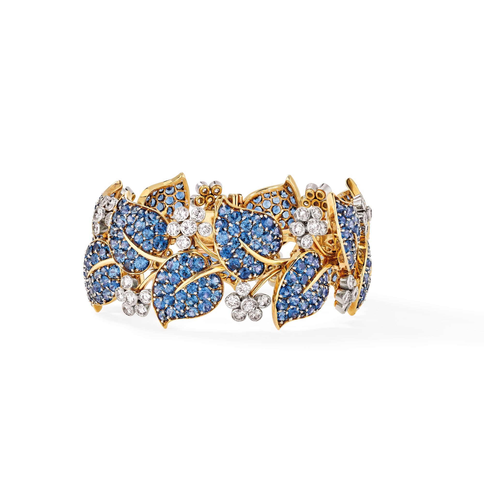 Bracelet, circa 1950
Yellow gold, platine, sapphires, diamaonds
Van Cleef & Arpels Collection