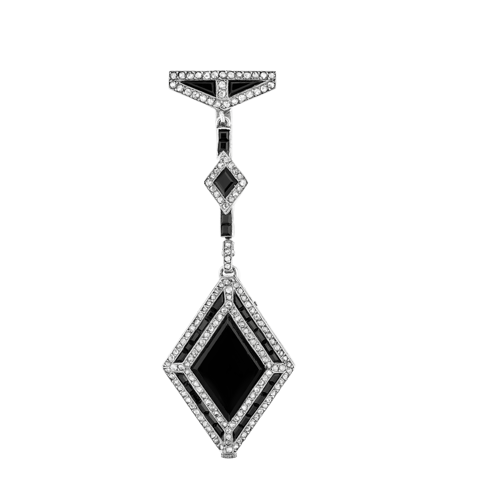 Chatelaine watch, circa 1920
White gold, onyx, diamonds
Van Cleef & Arpels Collection