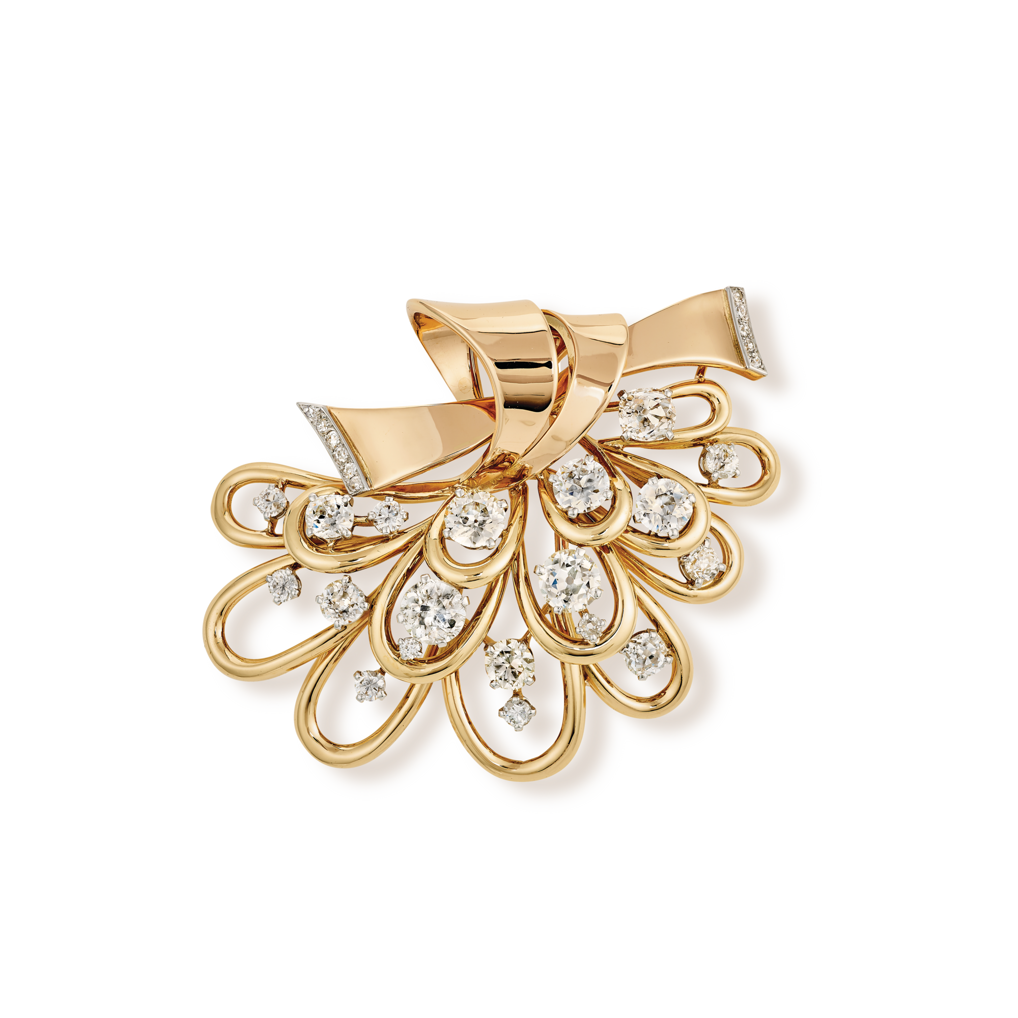 Clip, 1945
Platinum, yellow gold, white gold, rose gold, and diamonds
Van Cleef & Arpels Collection