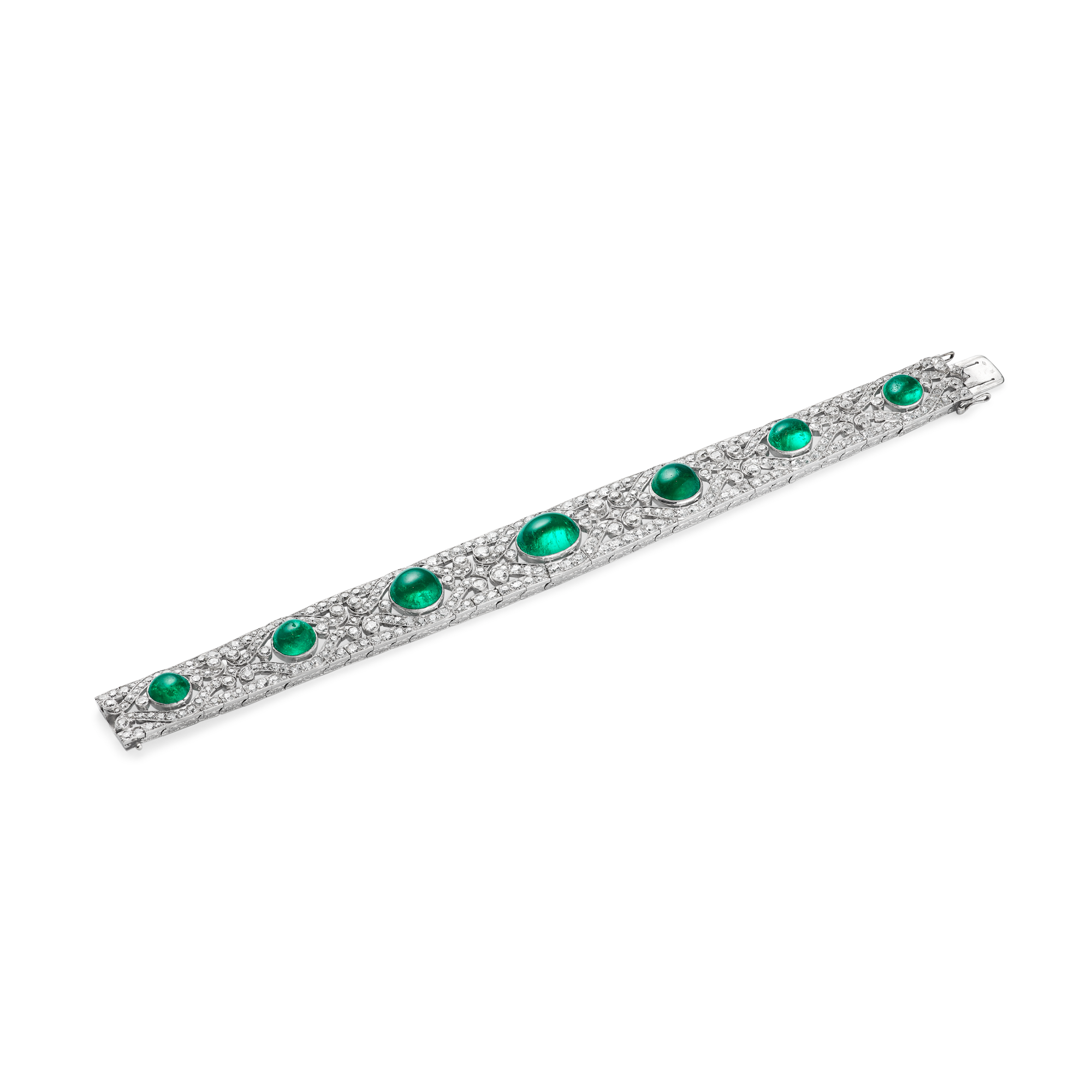 Bracelet, 1921
Platinum, emeralds, and diamonds 
Van Cleef & Arpels Collection