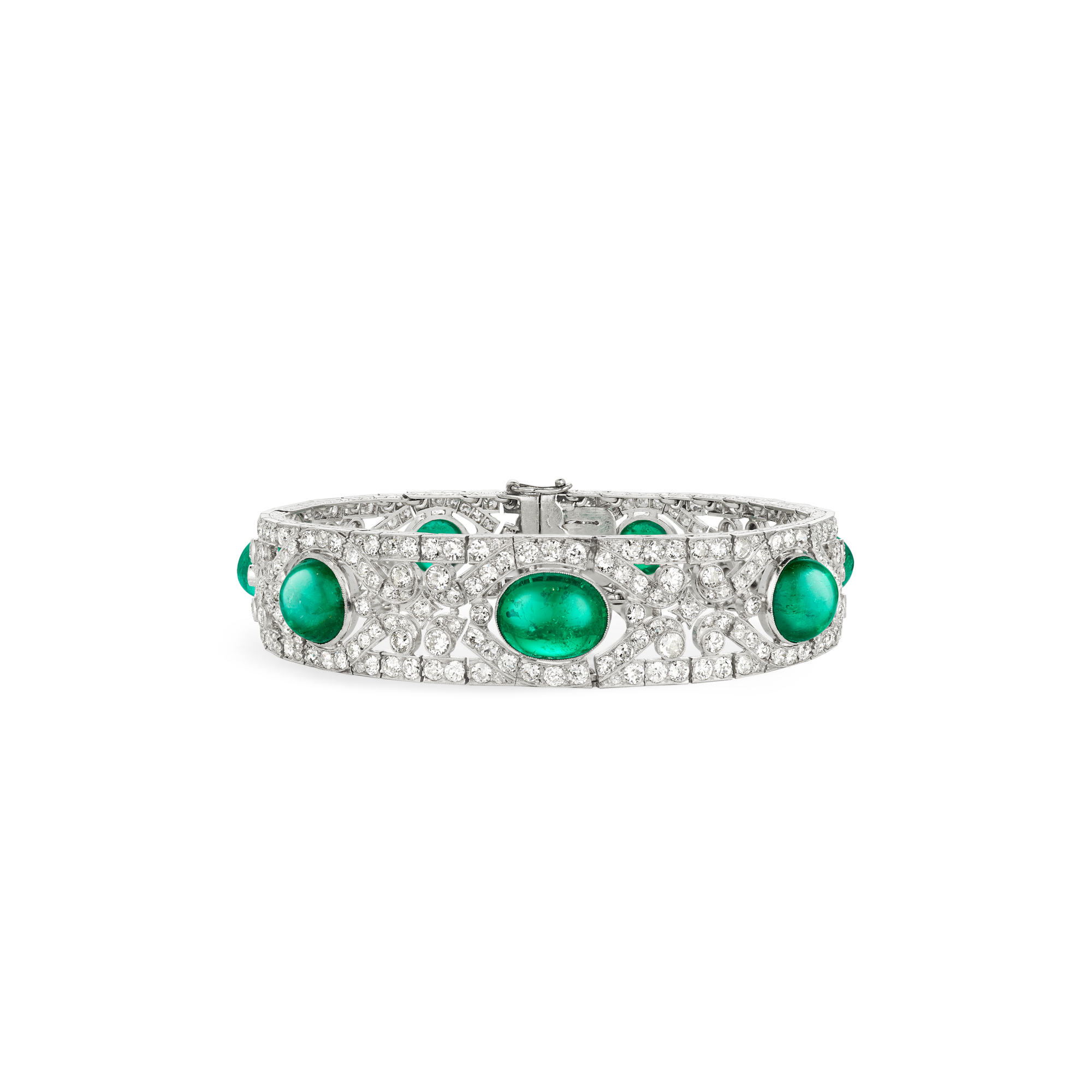 Bracelet, 1921
Platinum, emeralds, and diamonds 
Van Cleef & Arpels Collection