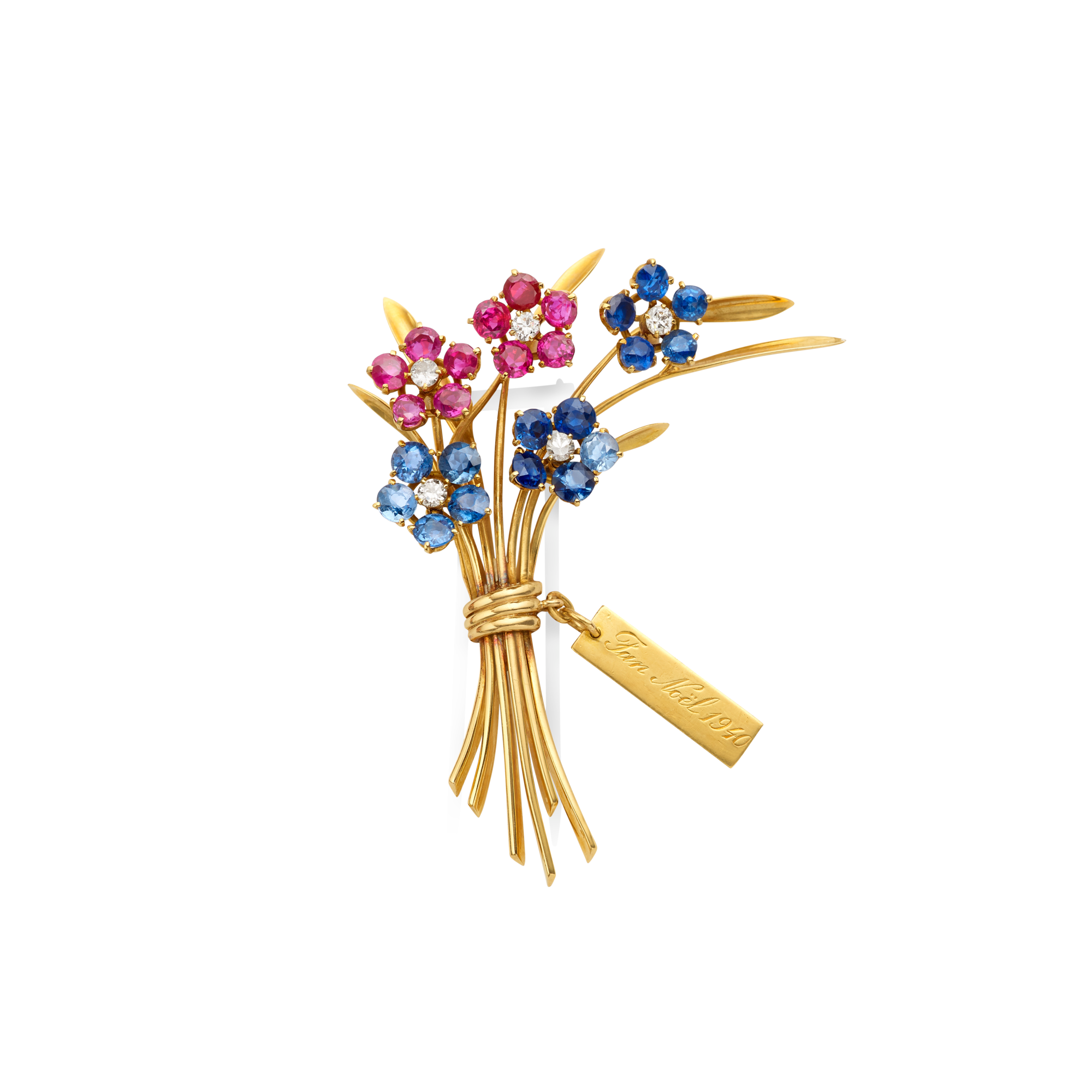 Small Bouquet clip, 1940
Yellow gold, rubies, sapphires, and diamonds
Van Cleef & Arpels Collection