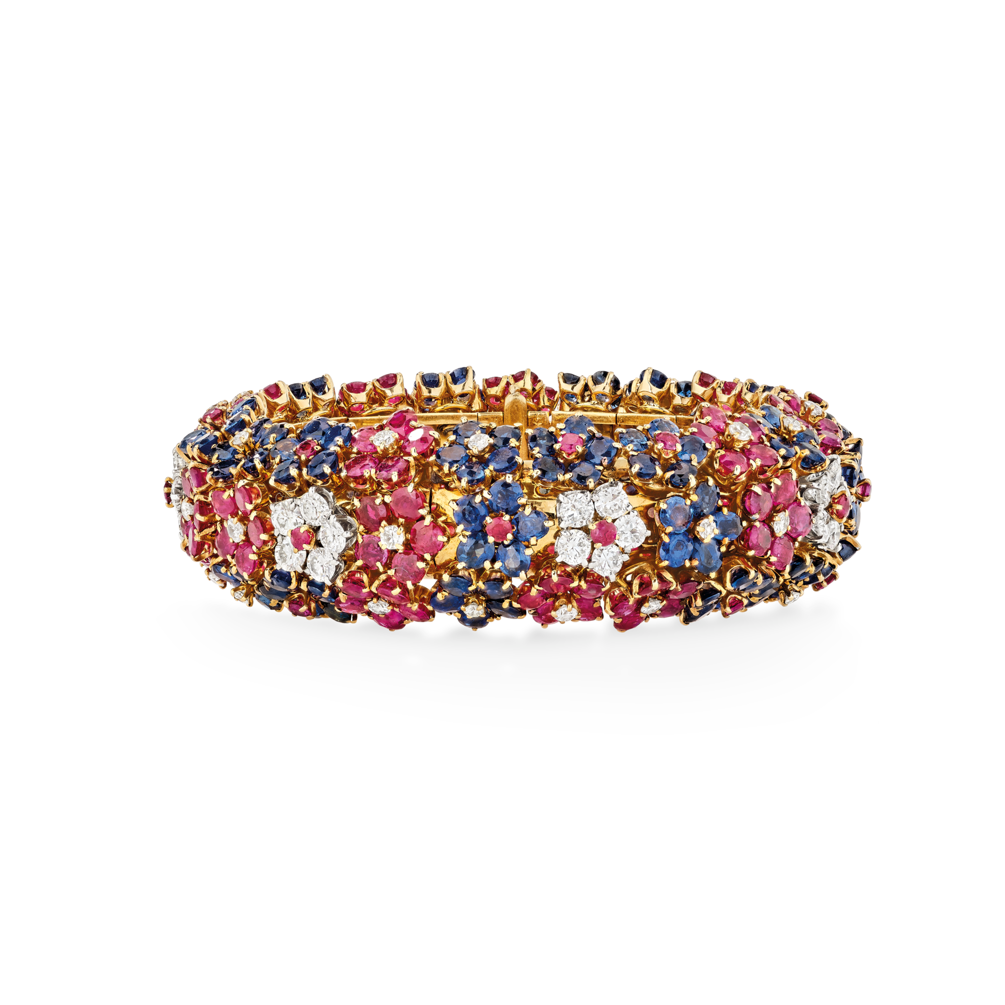 Hawaii bracelet, 1945
Platinum, yellow gold, rubies, sapphires, and diamonds
Van Cleef & Arpels Collection