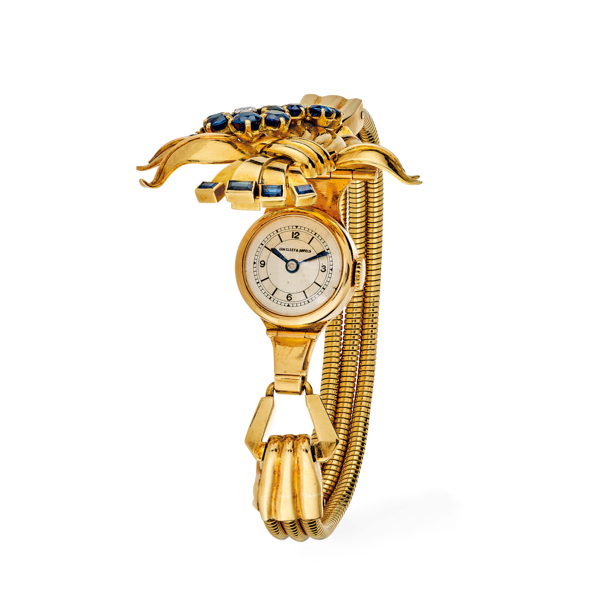 Flower wristwatch, 1940
Yellow gold, sapphires, and diamonds
Van Cleef & Arpels Collection