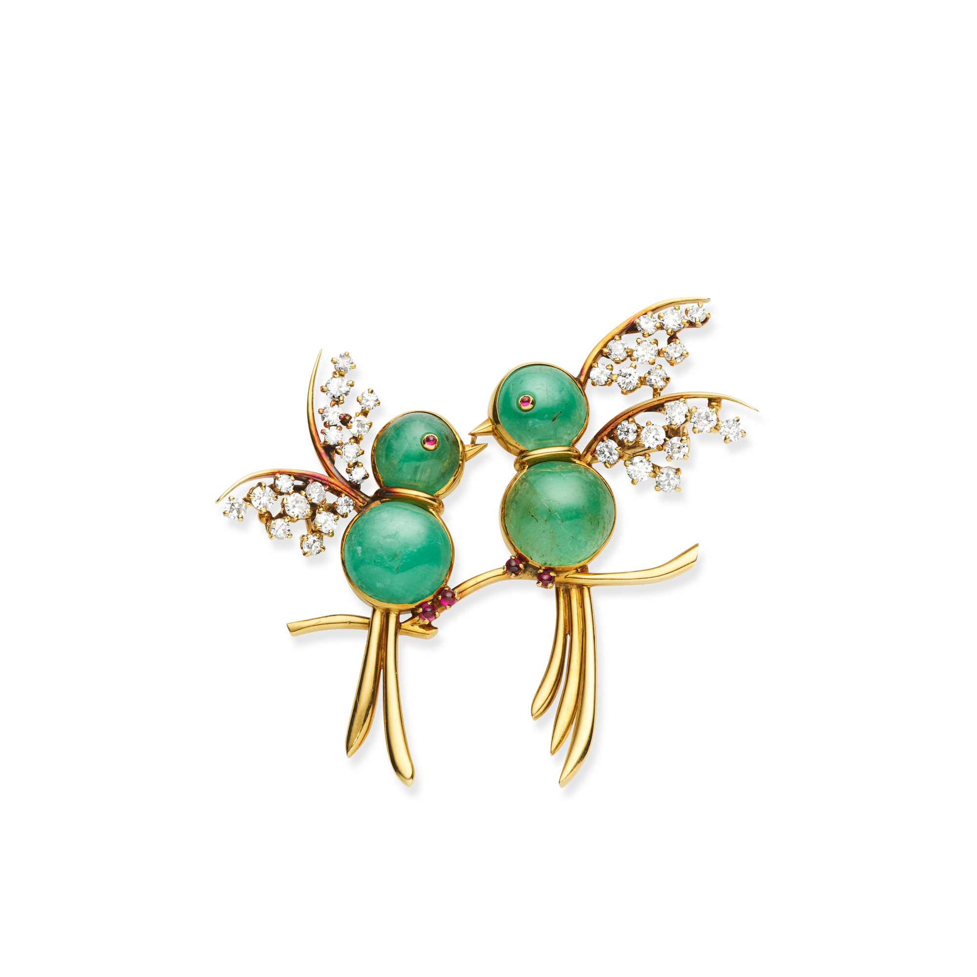 Two woodpeckers clip, 1949
Yellow gold, emeralds, rubies, diamonds
Van Cleef & Arpels Collection